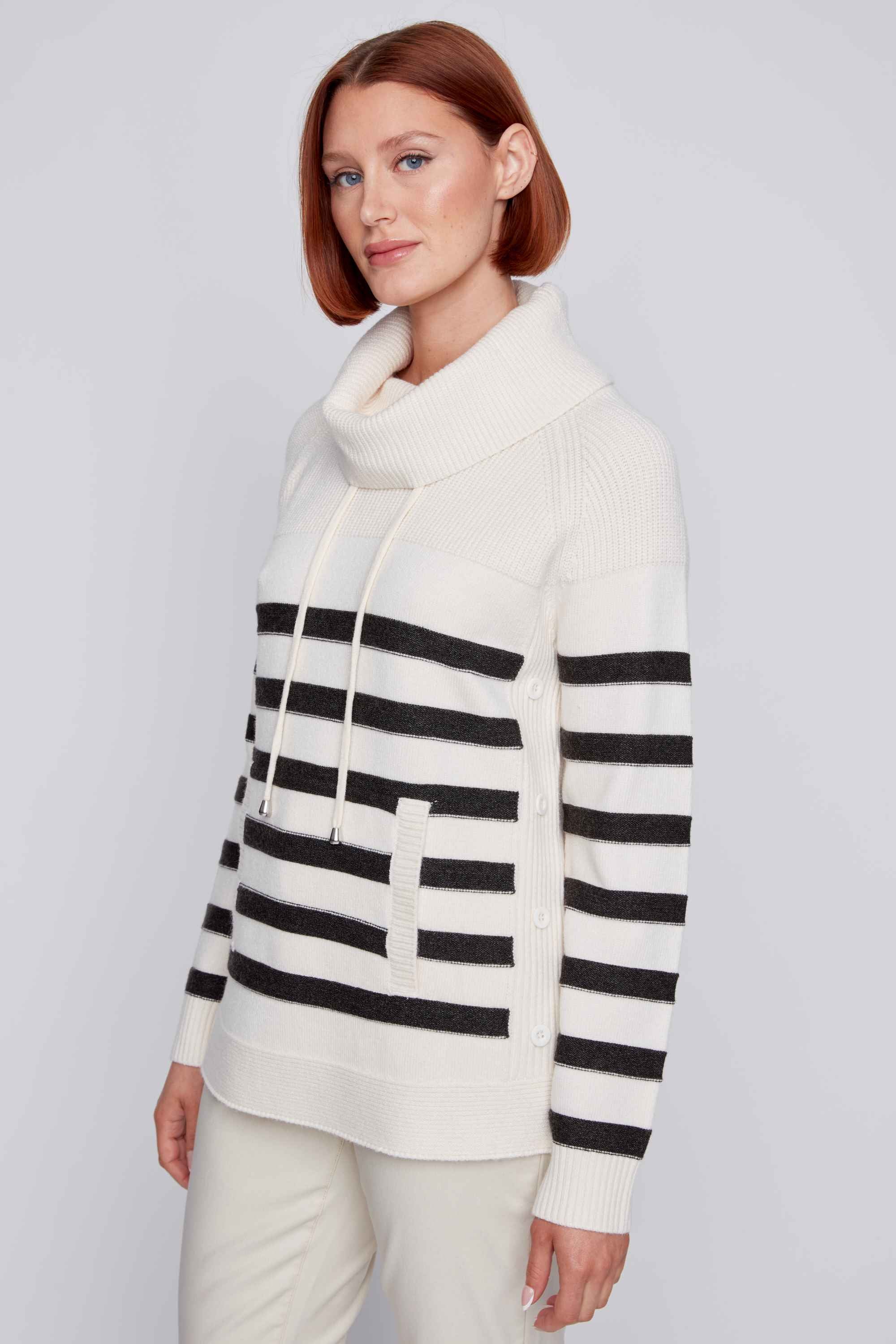 Cowl Neck Stripe Pullover