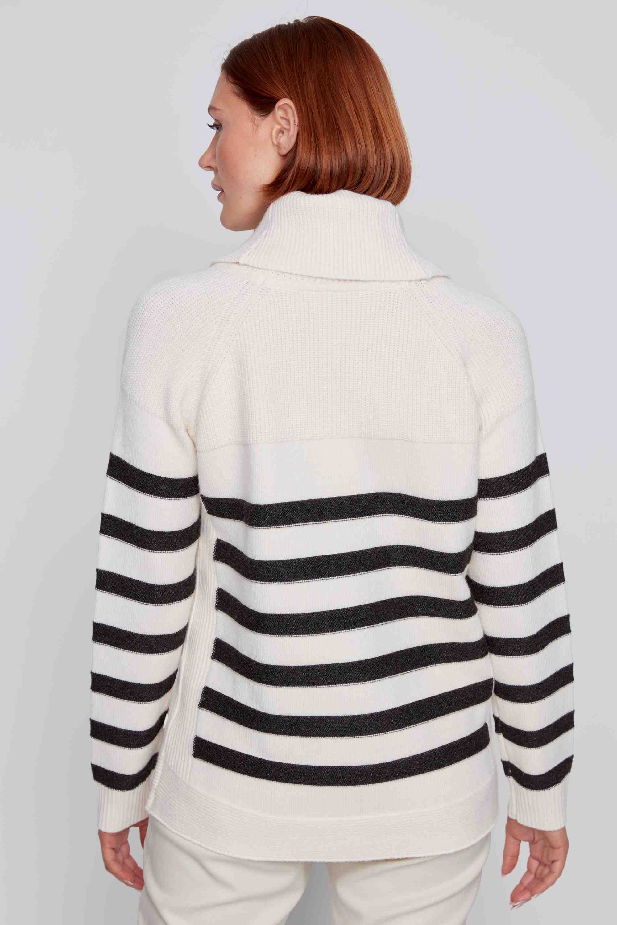 Cowl Neck Stripe Pullover