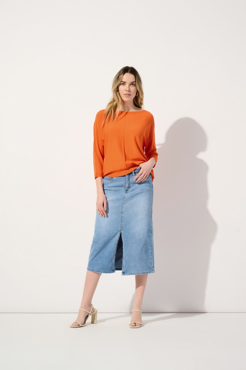 Front Slit Jean Skirt