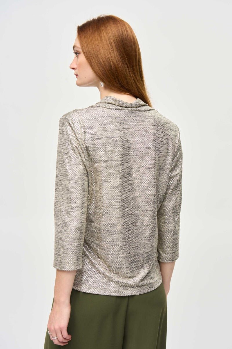 Foil Print Cowl Neck Top