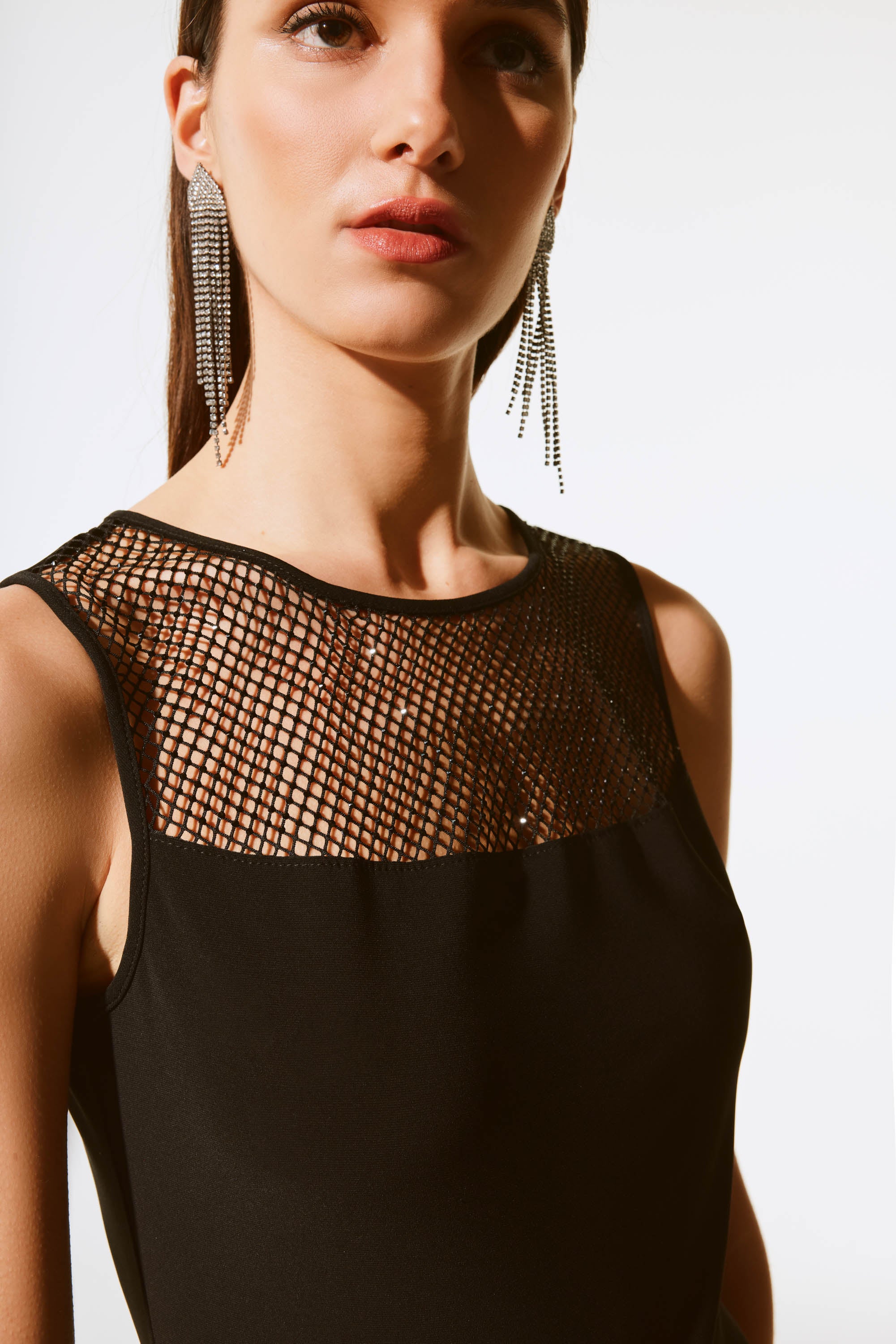 Silky Jersey Mesh Yoke Top