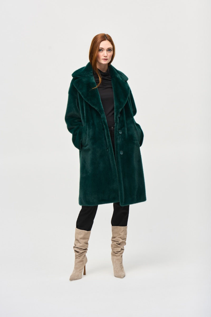 Faux Fur Button Front Coat