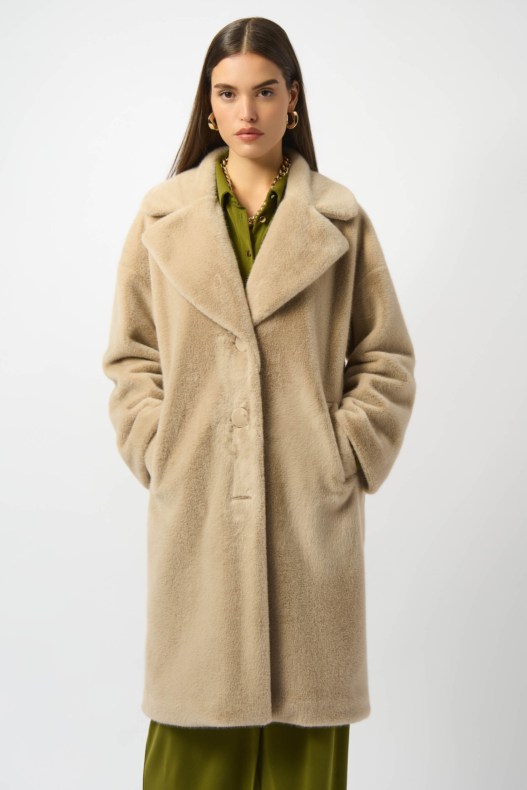 Faux Fur Button Front Coat