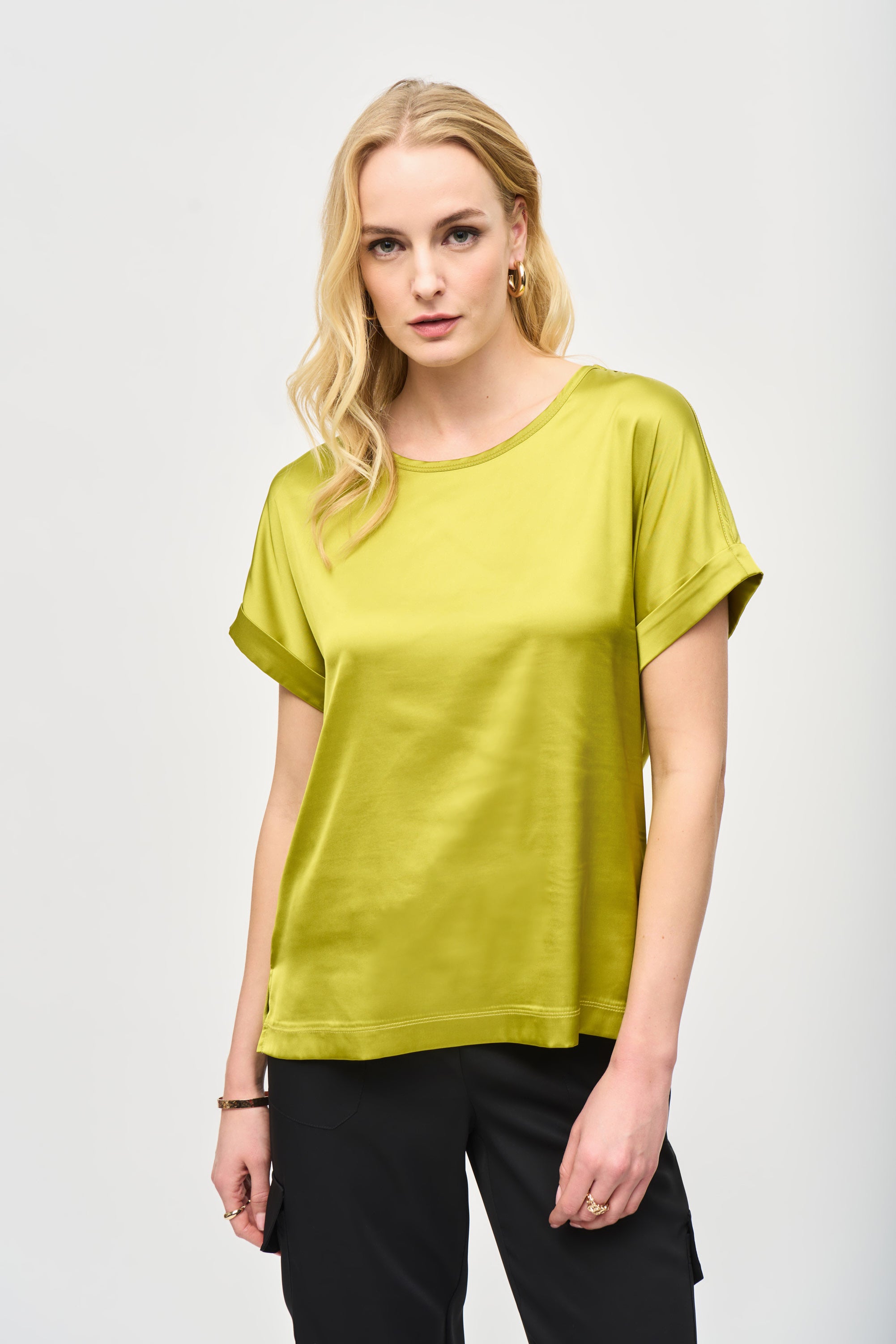 Satin Short Sleeve Top