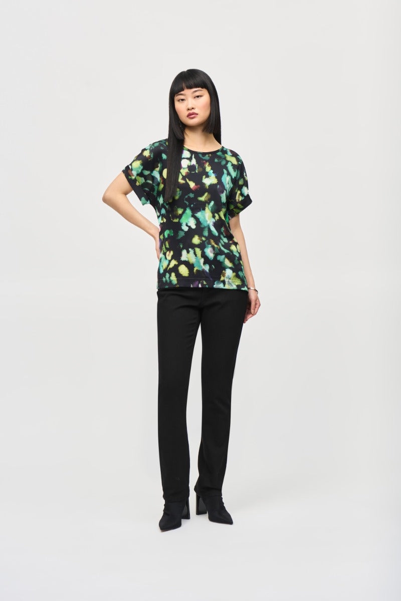 Abstract Print Short Sleeve Top