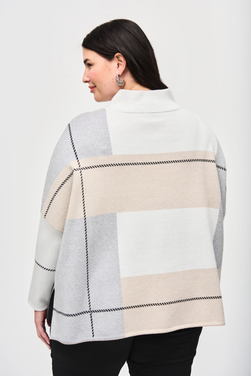 Check Print Zip Front Knit Jacket | Bellissima West