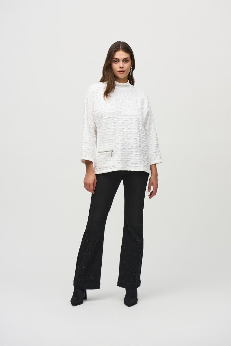 Jacquard Jersey Funnel Neck Top