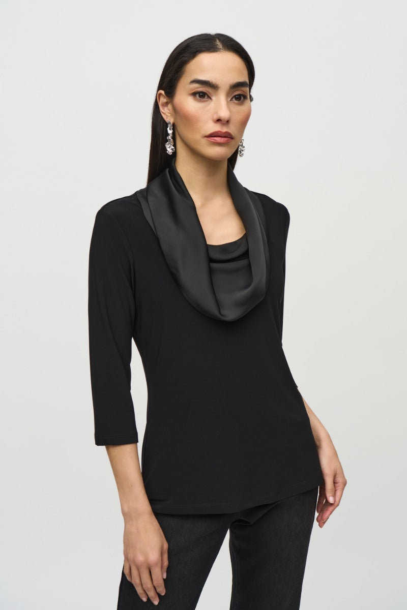 Satin Cowl Neck Jersey Top