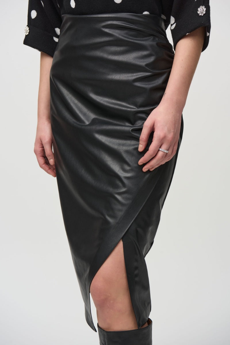 Faux Leather Wrap Pencil Skirt