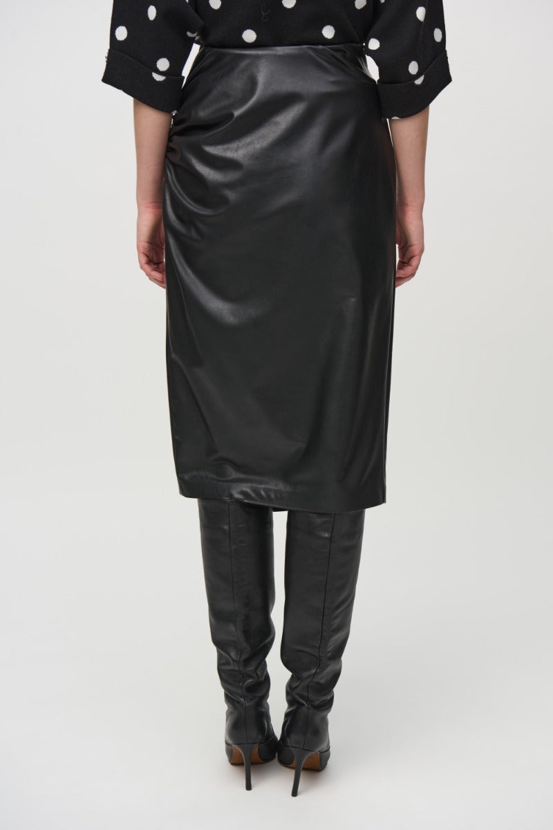 Faux Leather Wrap Pencil Skirt