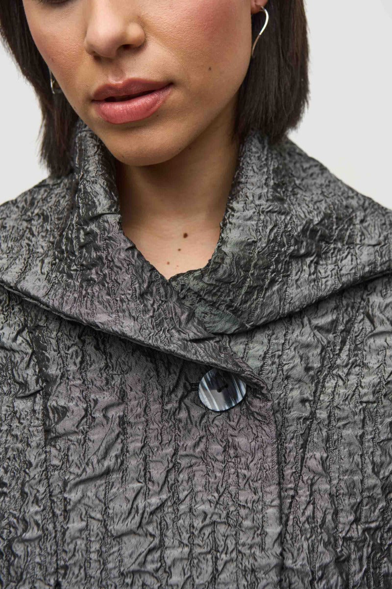 Assymetric Button Front Jacquard Jacket