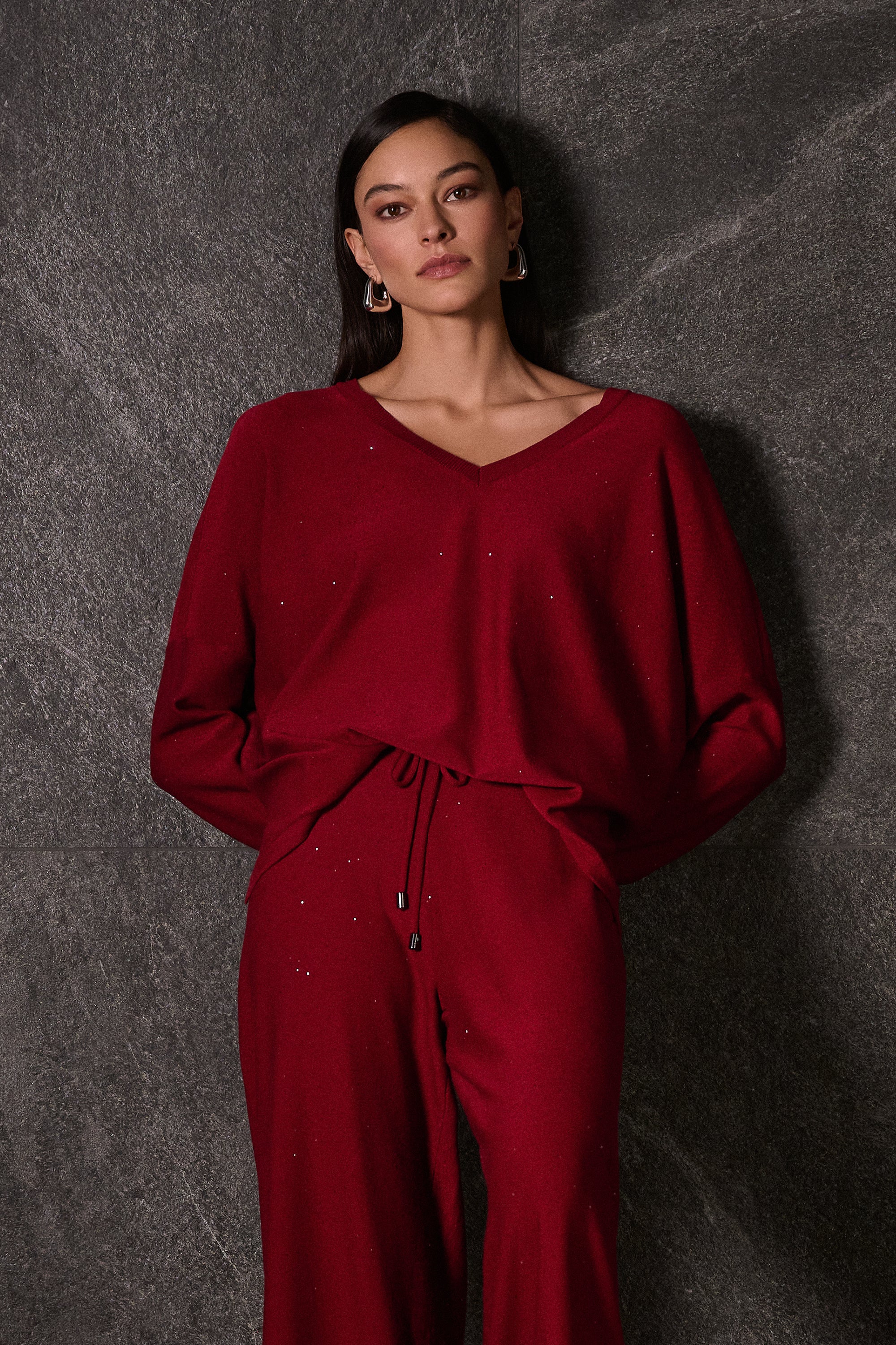 V-Neck Sequin Pullover