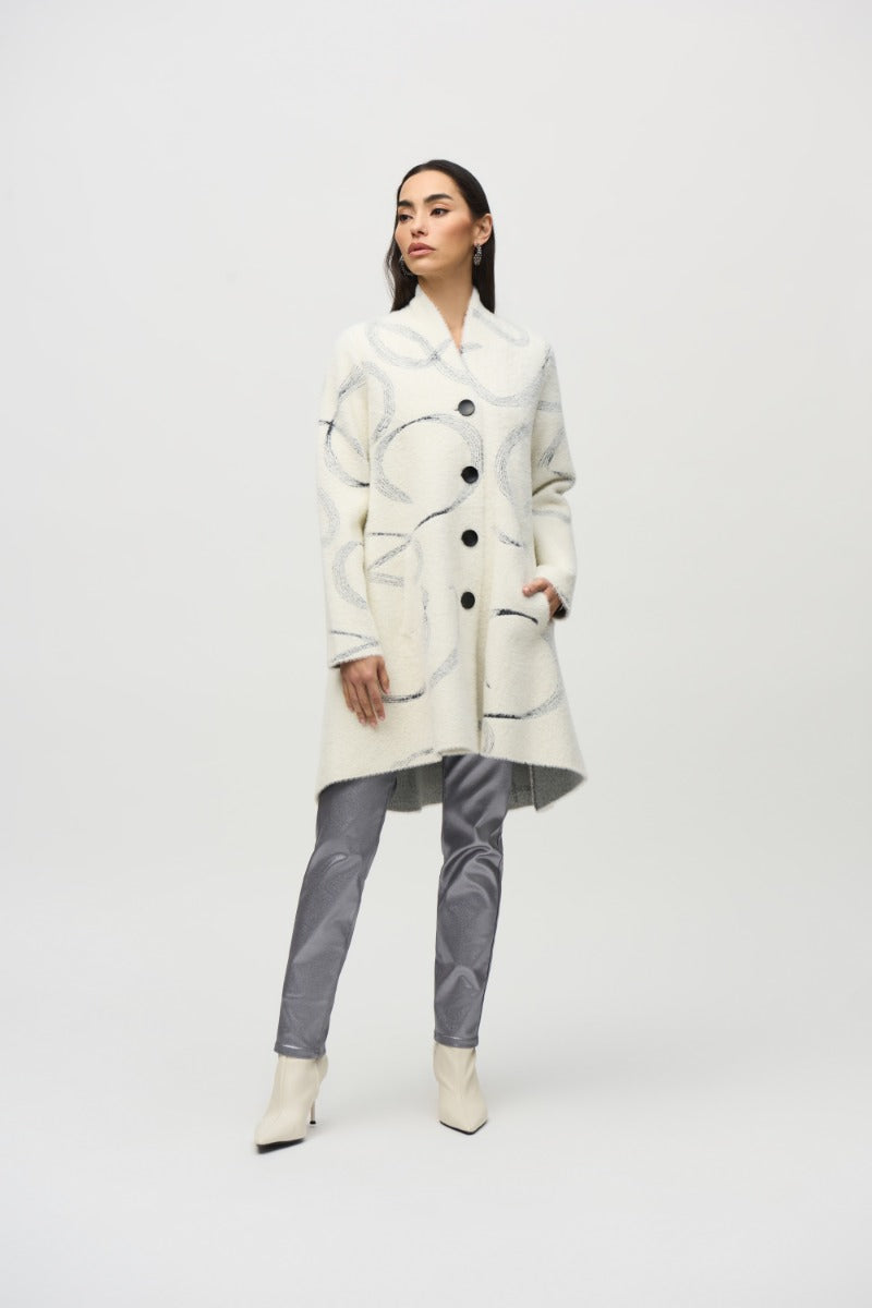 Eyelash Circle Print Knit Coat