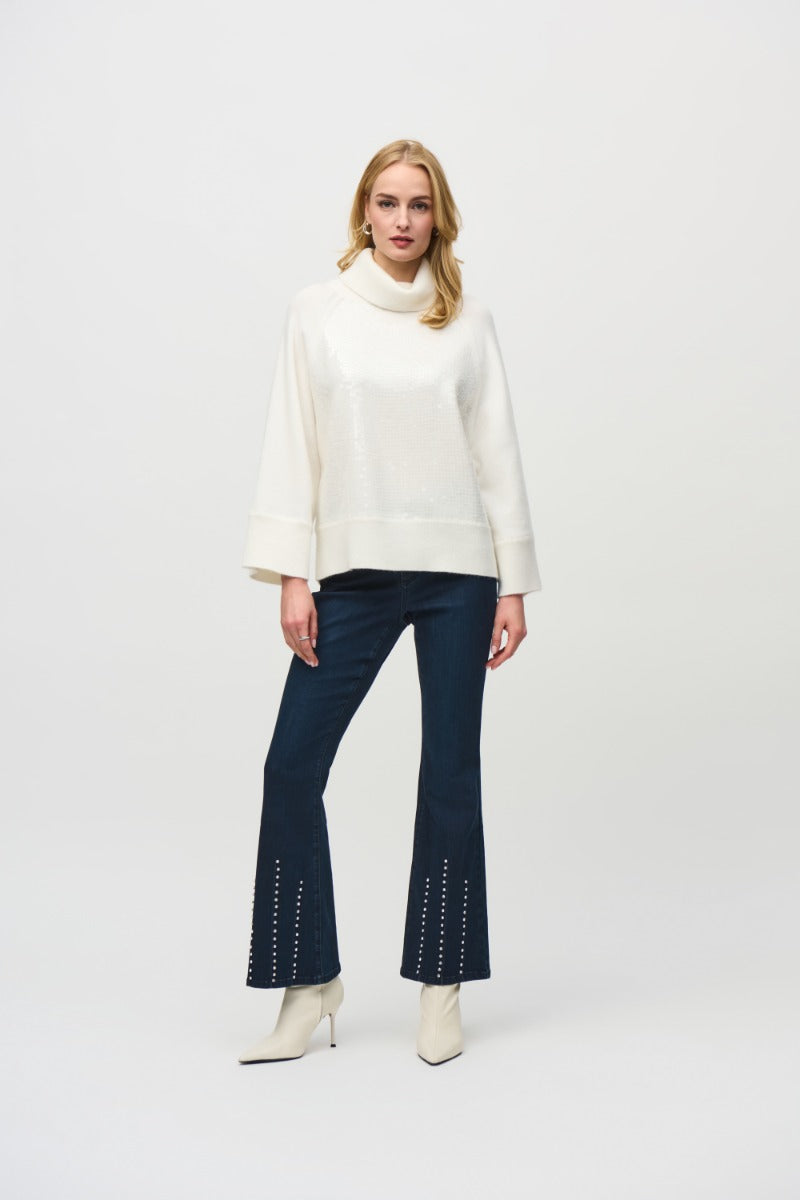 Cowl Neck Clear Sequin Pullover