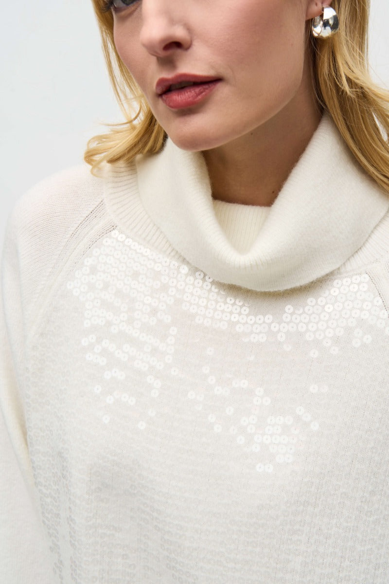 Cowl Neck Clear Sequin Pullover