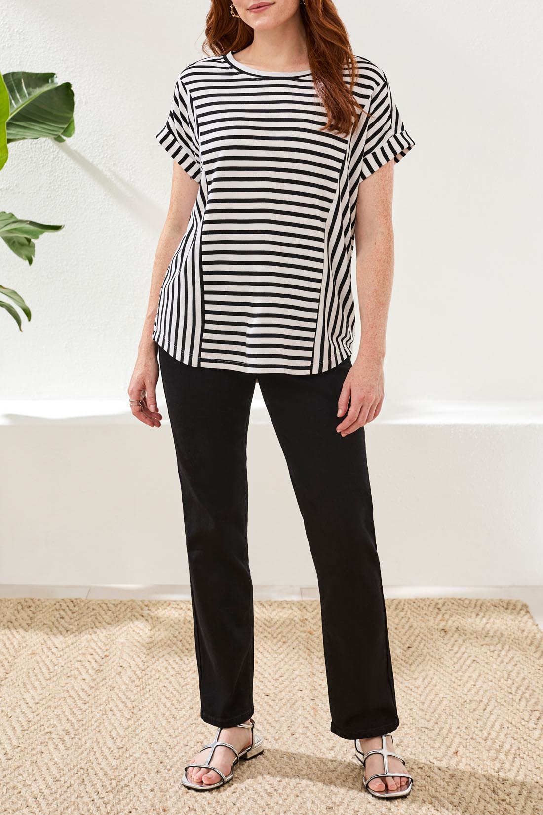 Stripe Short Sleeve Top