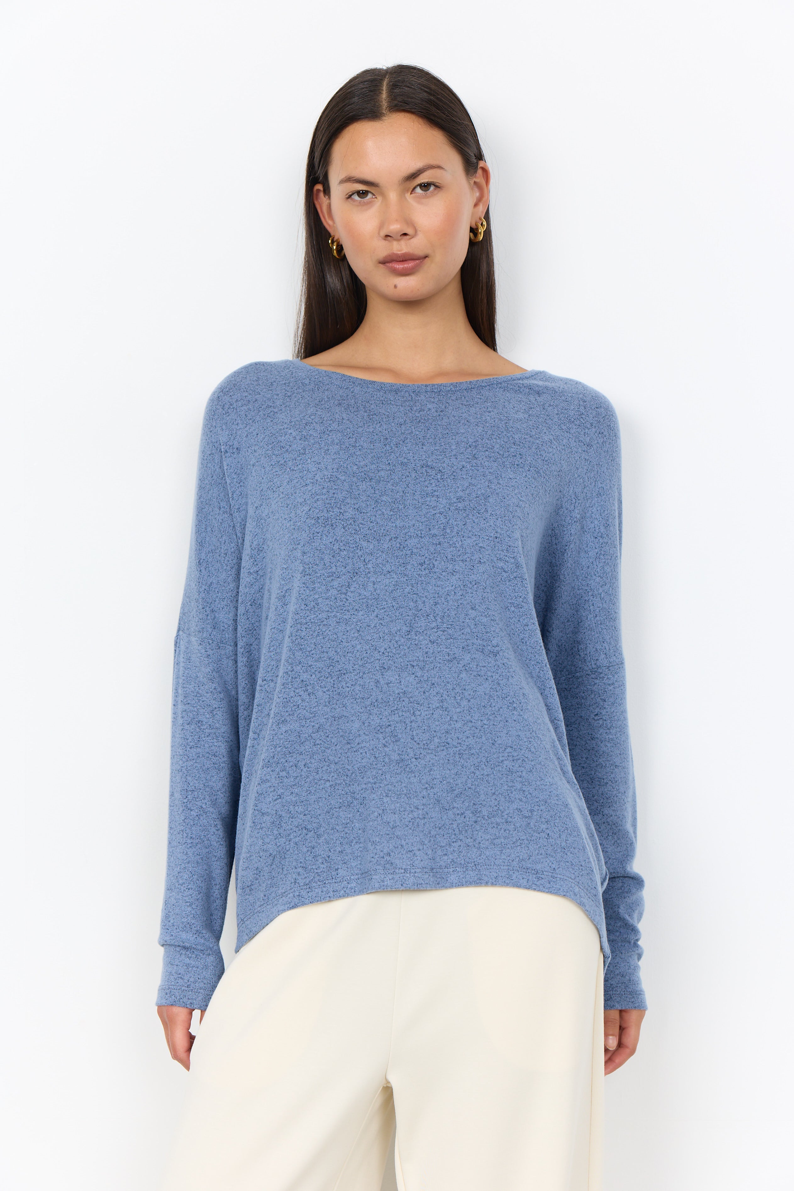 Melange Knit High-low Top