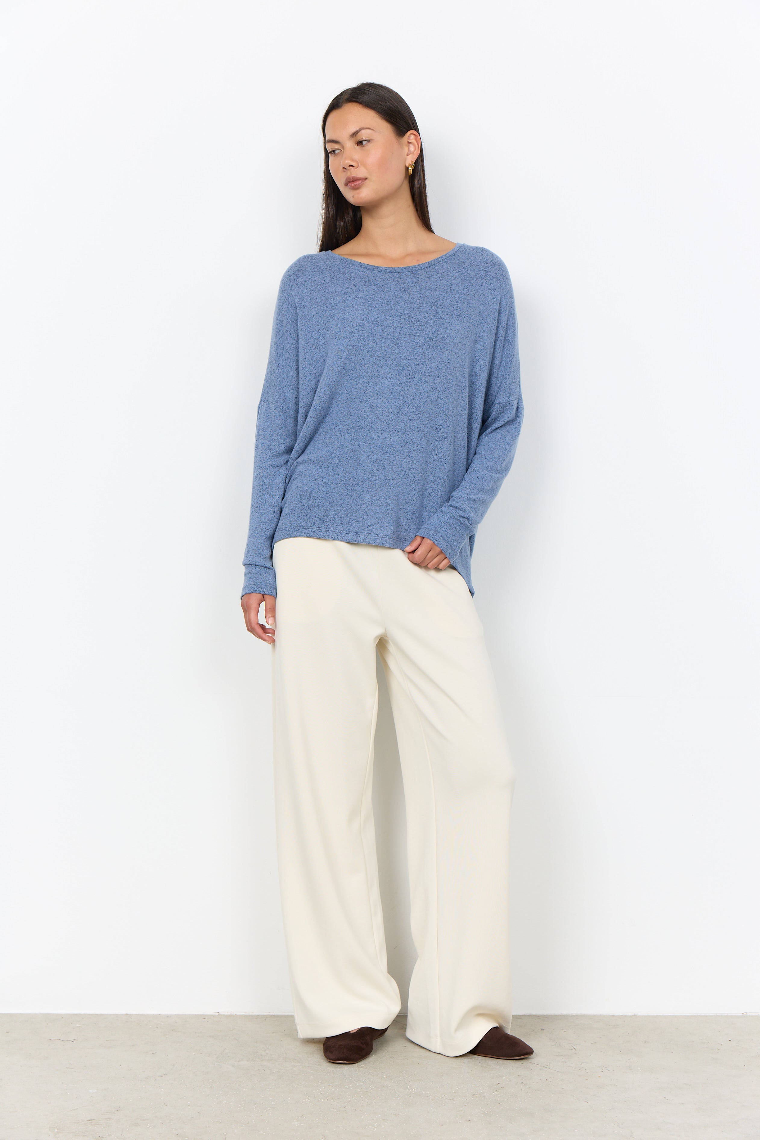 Melange Knit High-low Top
