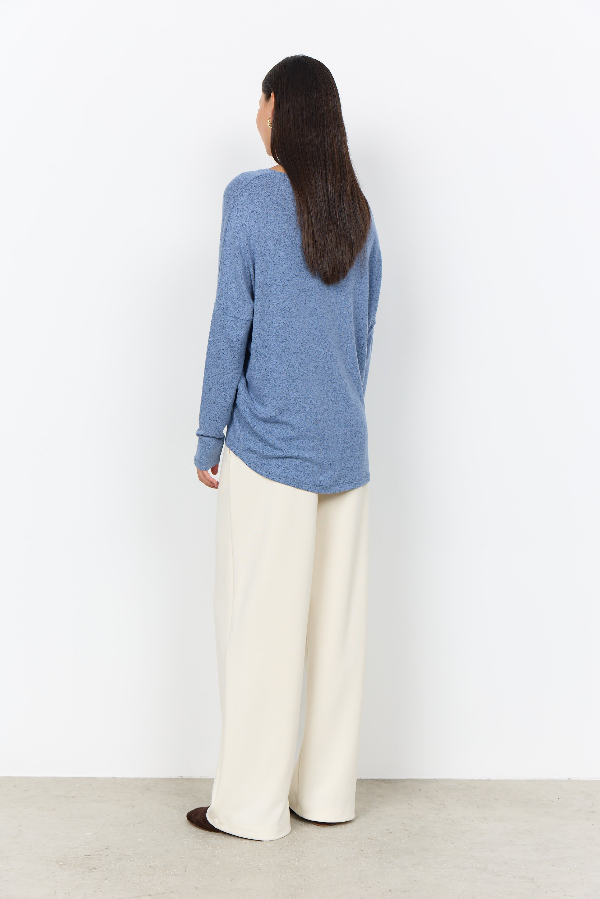 Melange Knit High-low Top