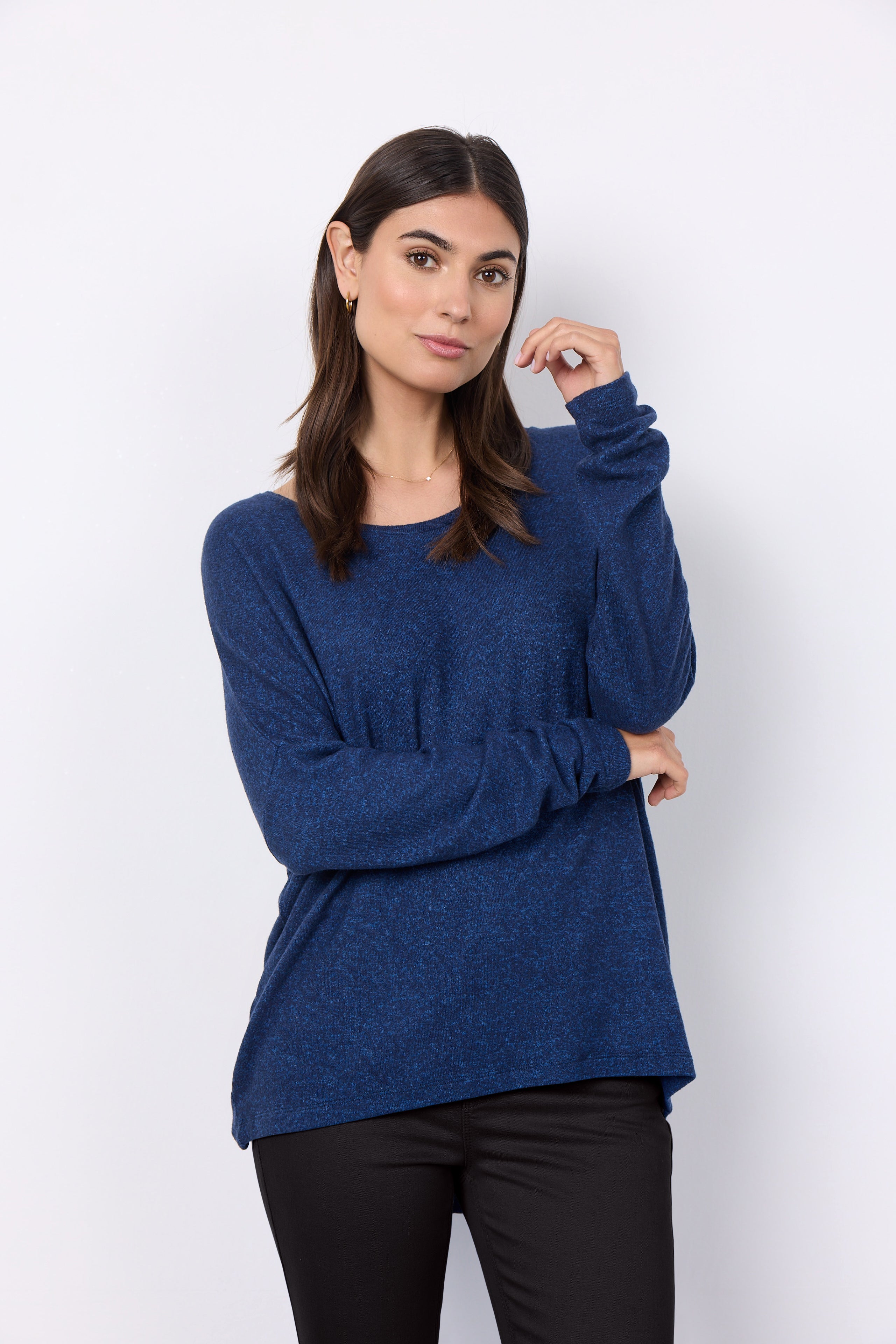 Melange Knit High-low Top