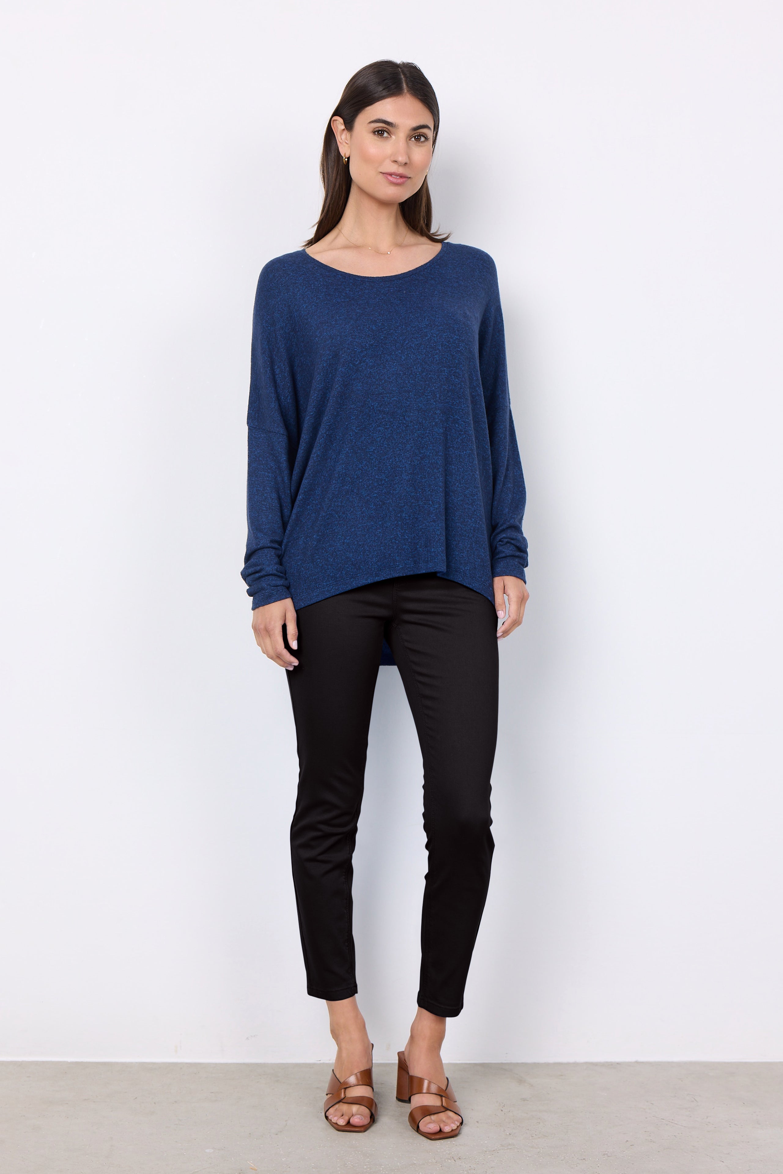 Melange Knit High-low Top