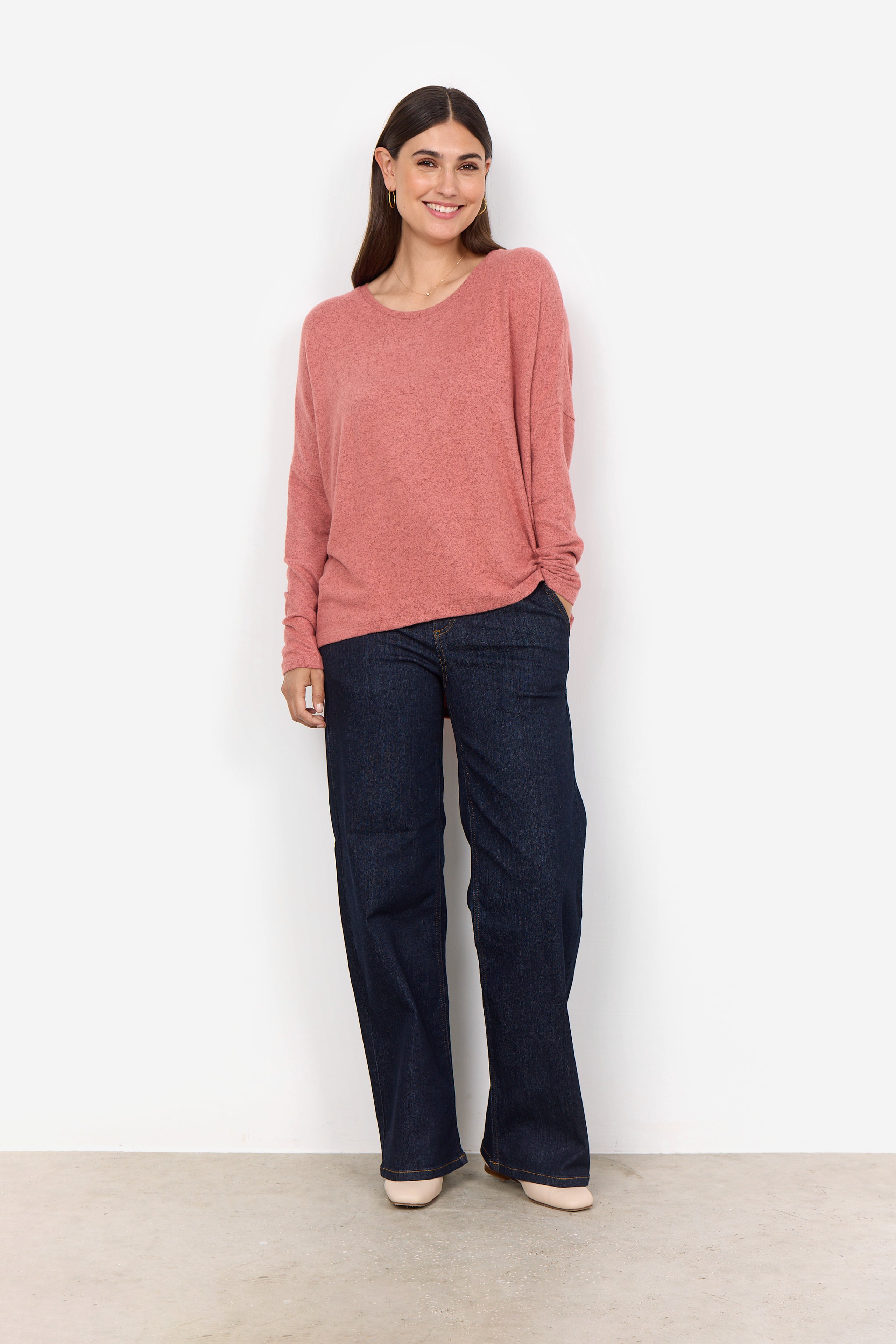 Melange Knit High-Low Top