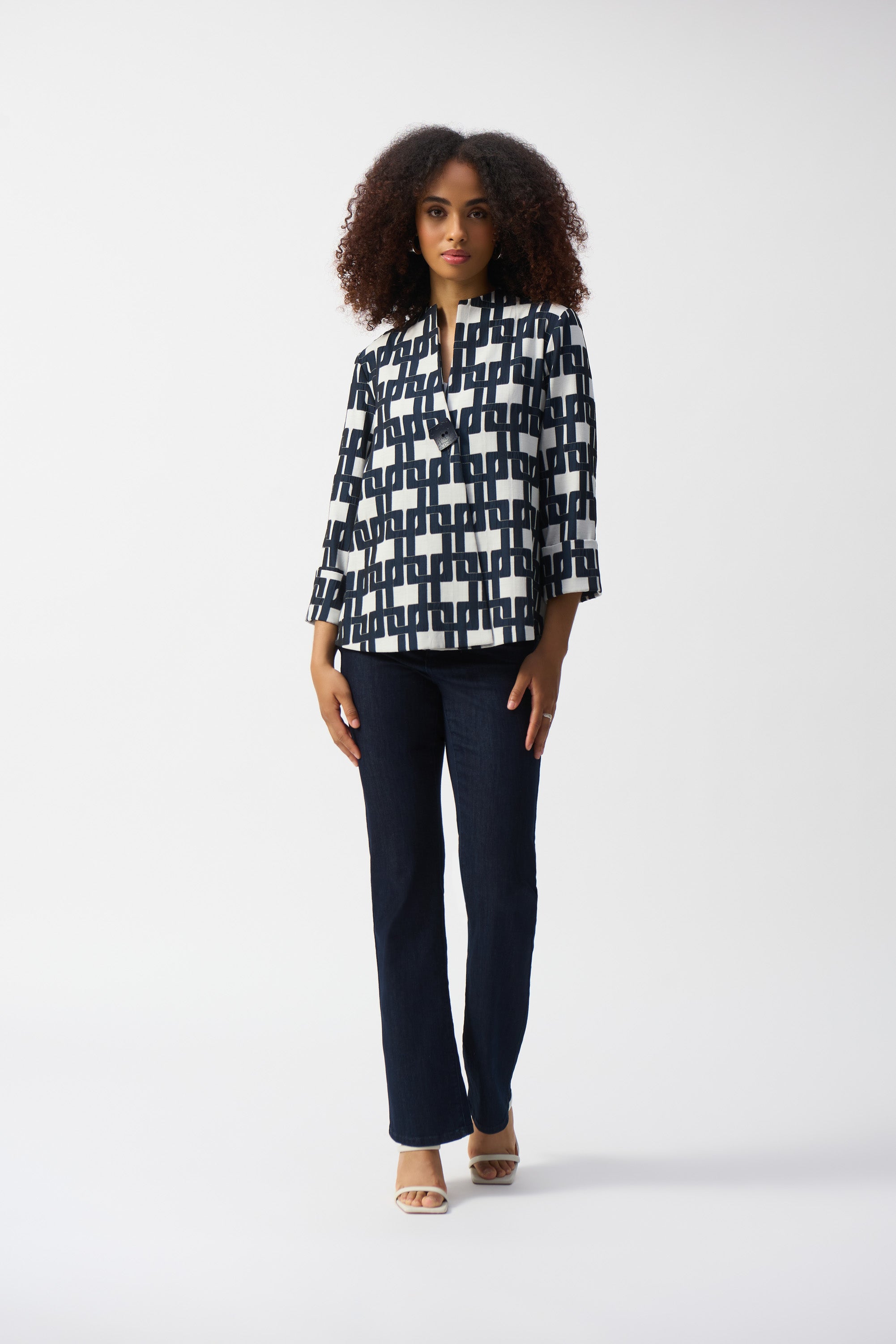 Geometric Print Jacquard Jacket