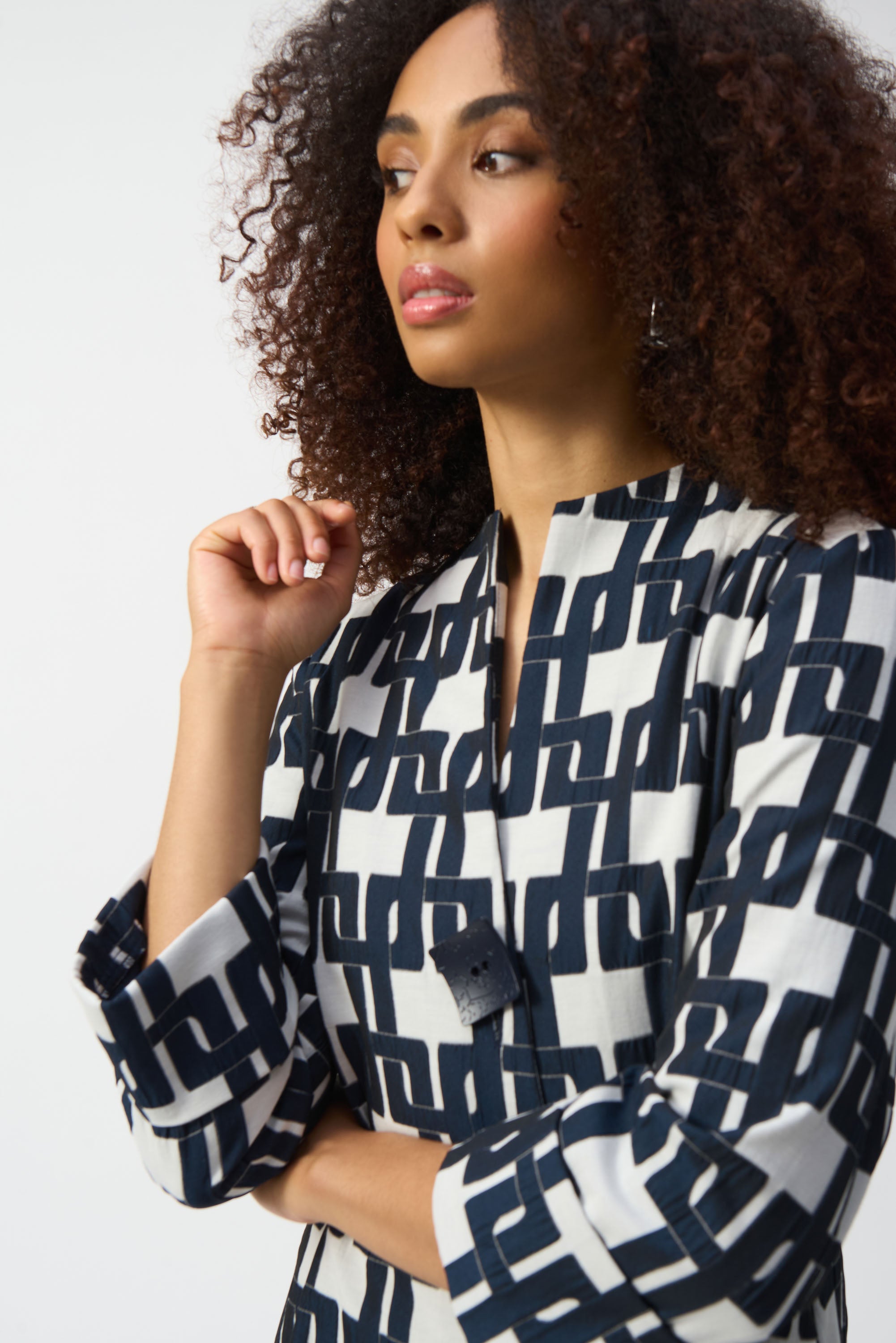 Geometric Print Jacquard Jacket