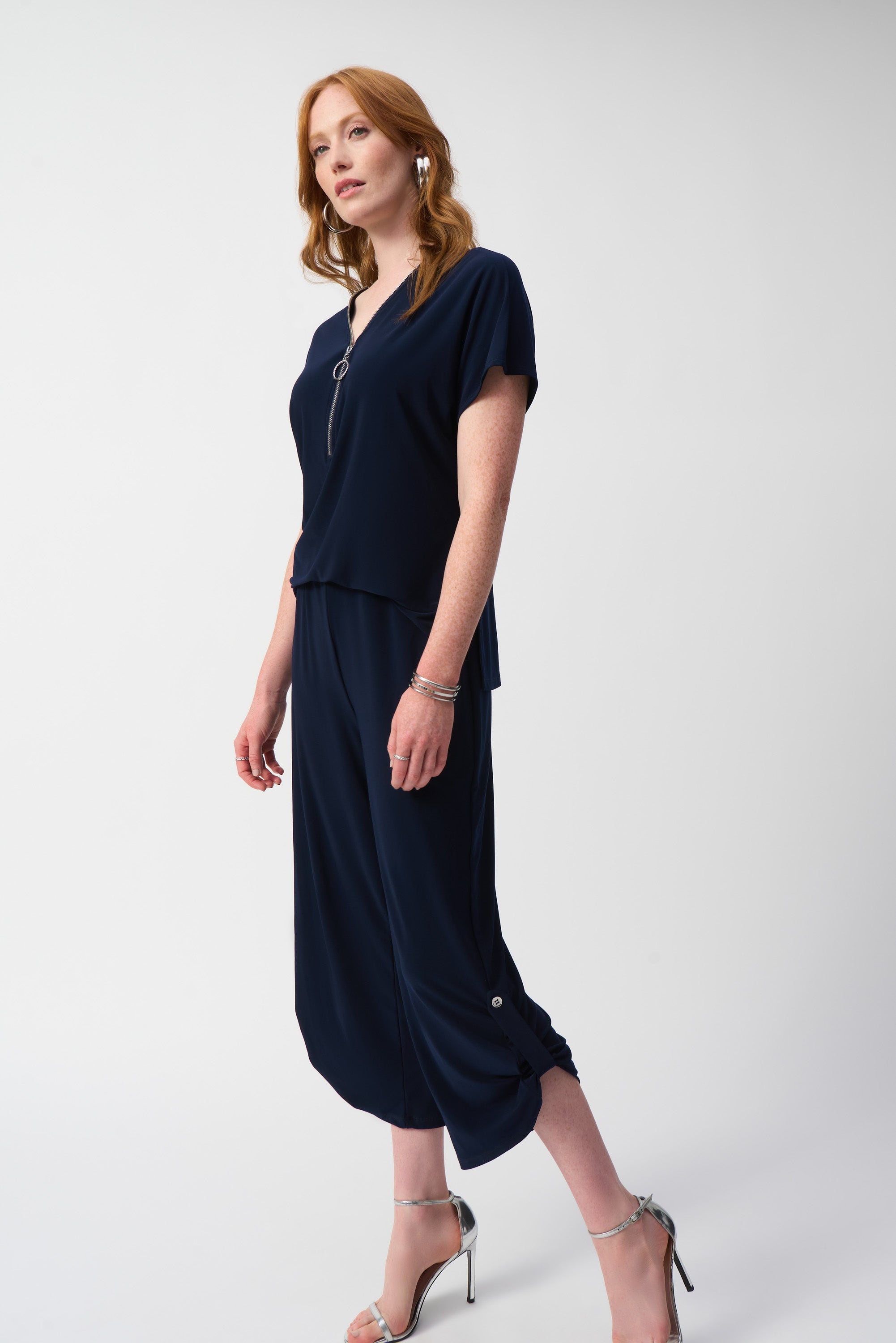 V-Neck Culotte Jumpsuit