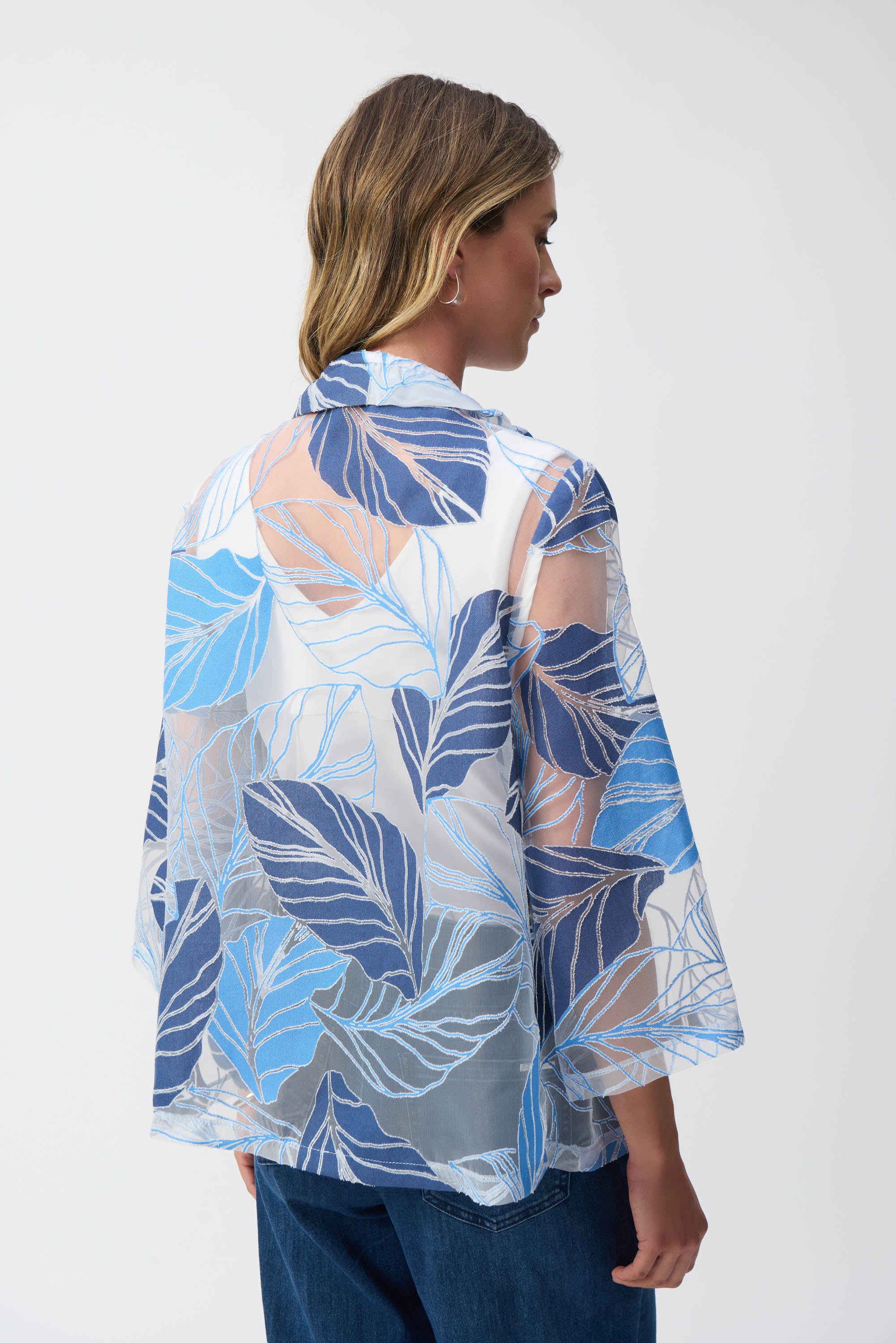 Leaf Print Organza Jacket