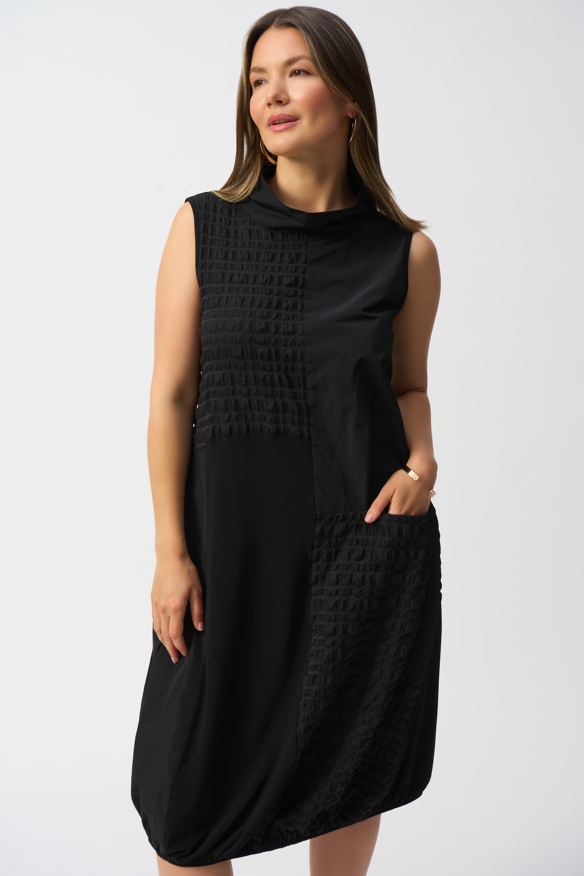 Taffeta Panel Cocoon Midi Dress