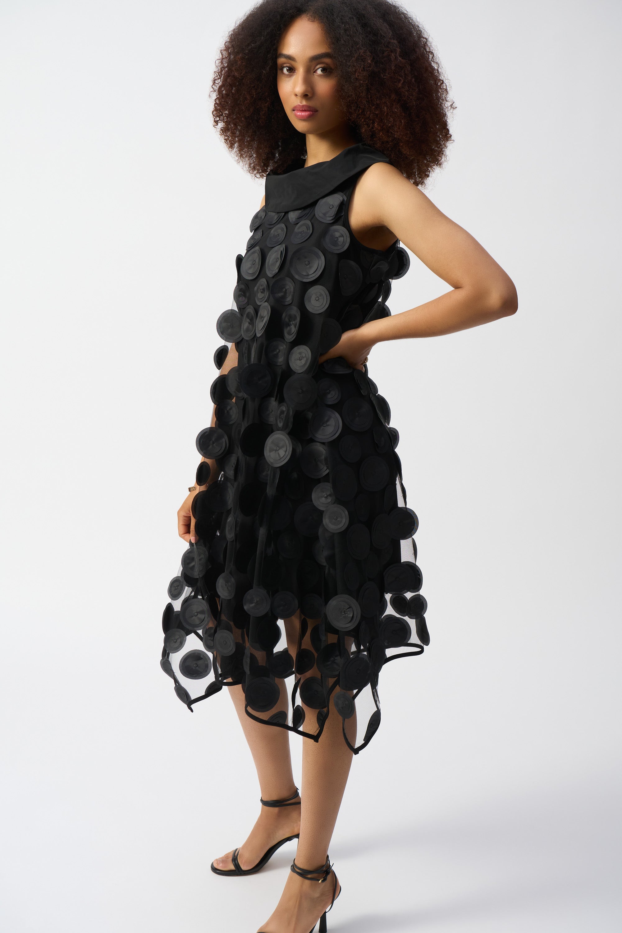 Taffeta Dot Applique Dress