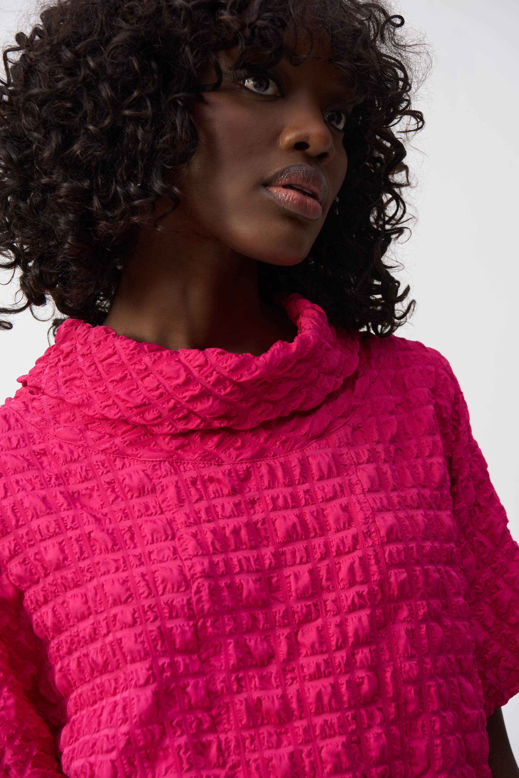 Waffle Jacquard Cowl Neck Top