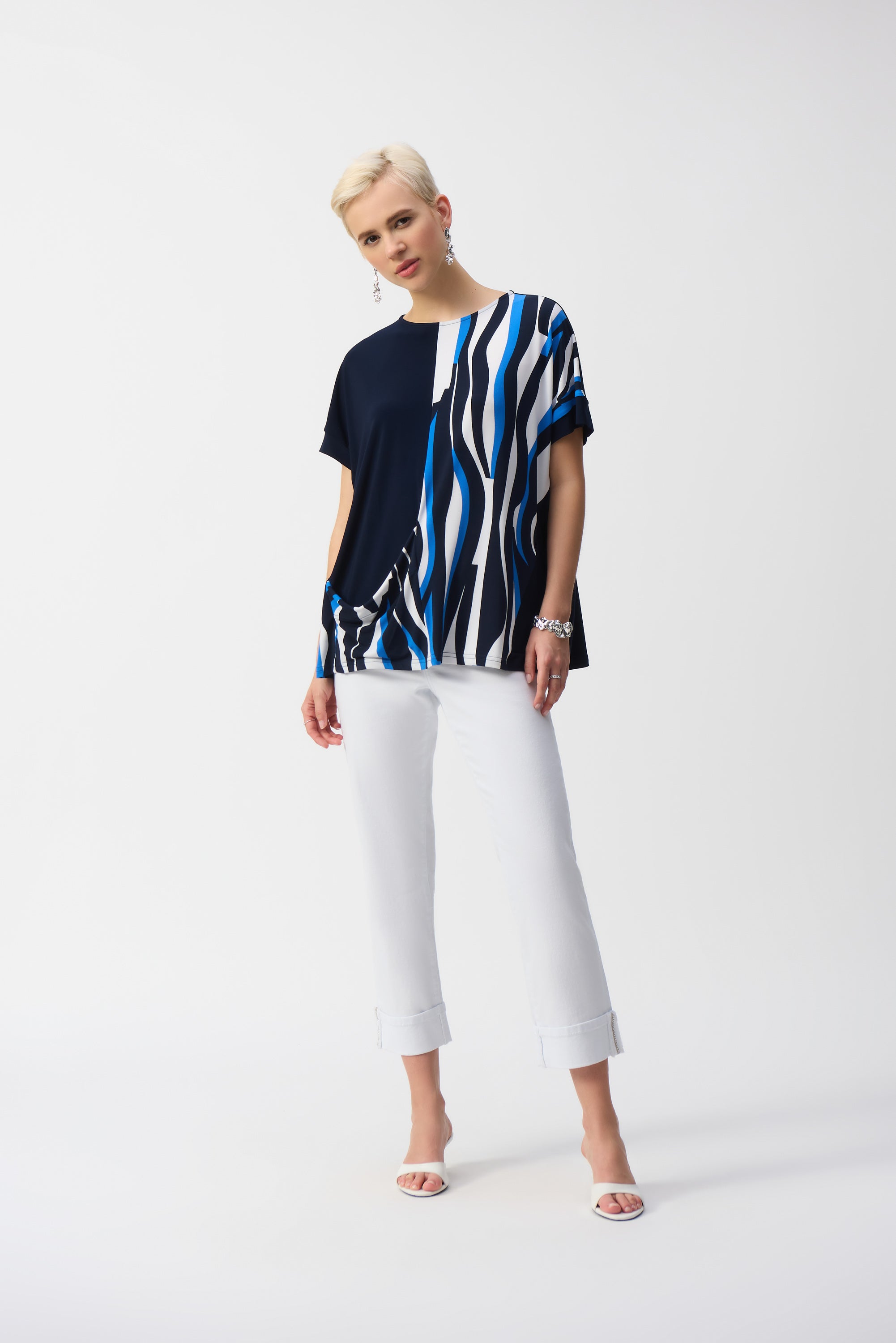 Geometric Print Color Block Top