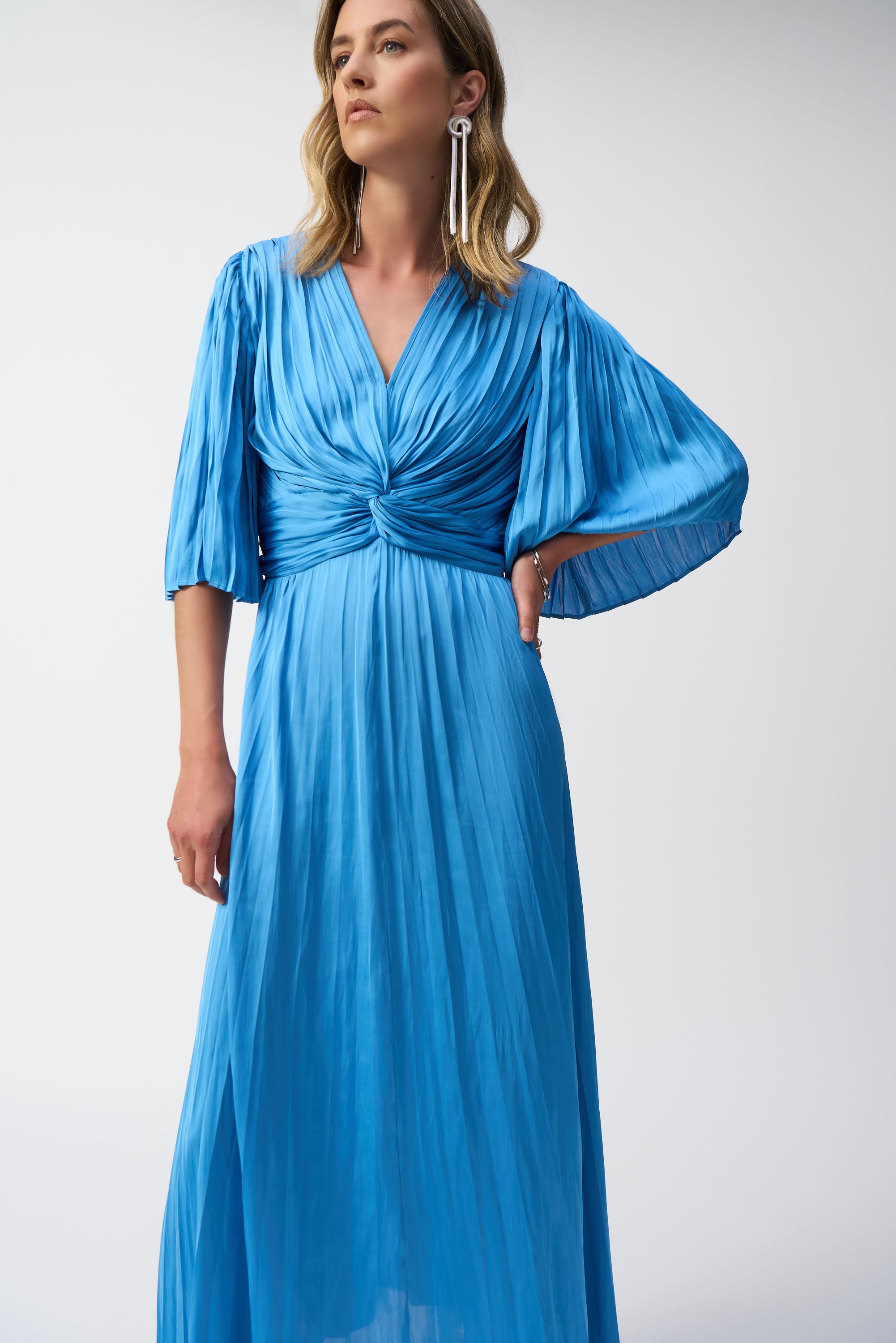 Satin Pleated Midi Dress