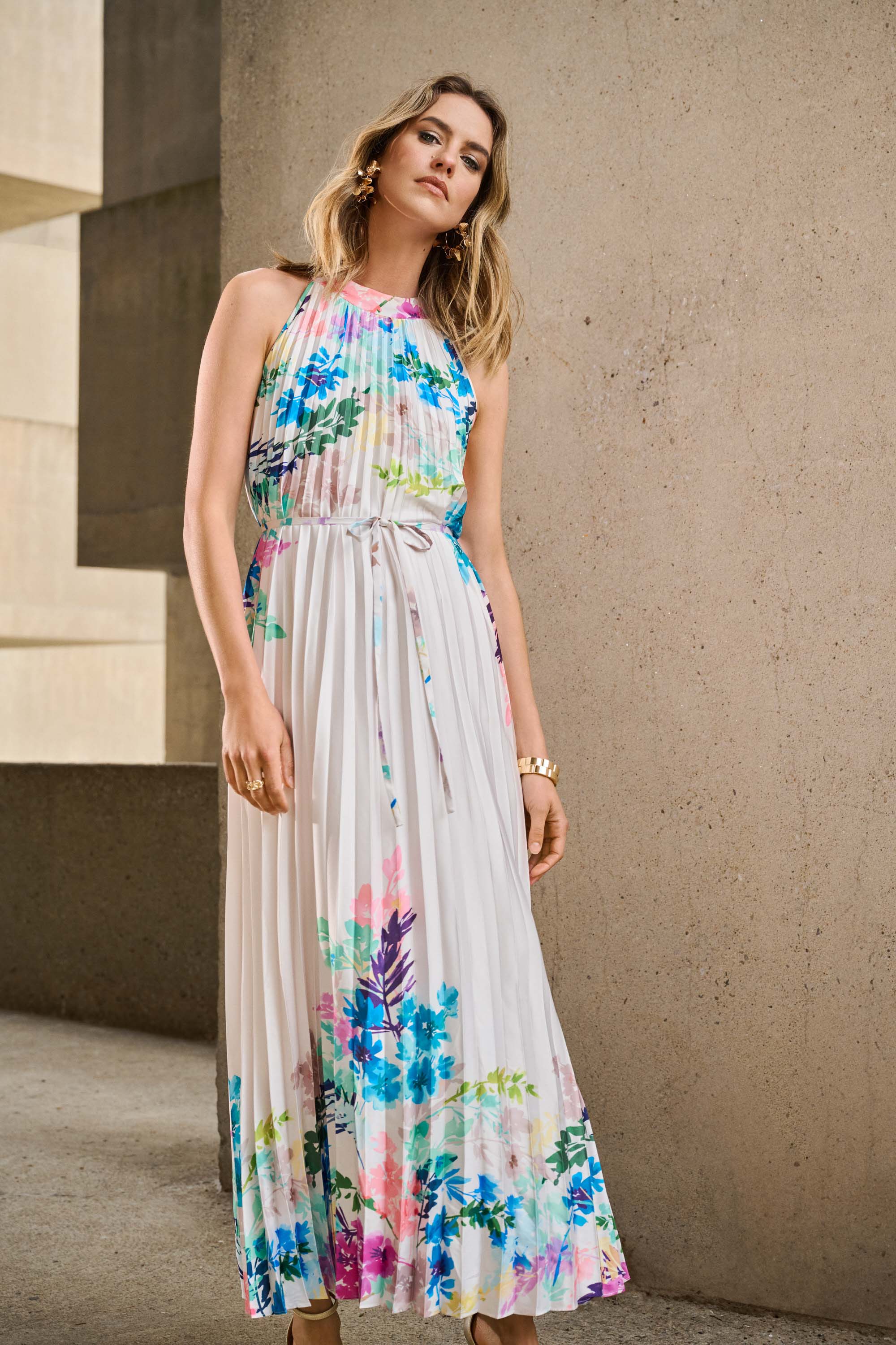 Floral Print Halter Maxi Dress