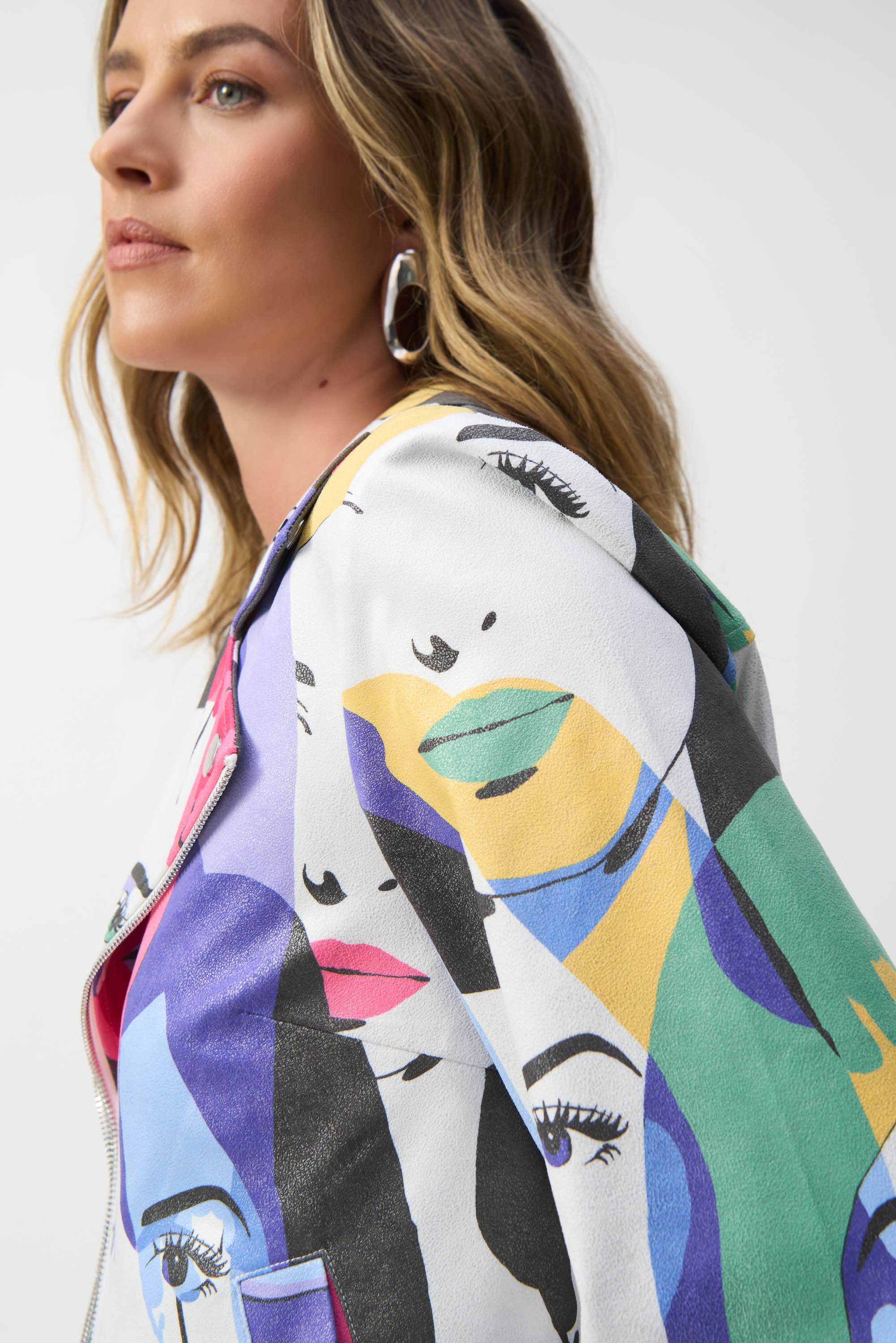 Face Print Moto Jacket