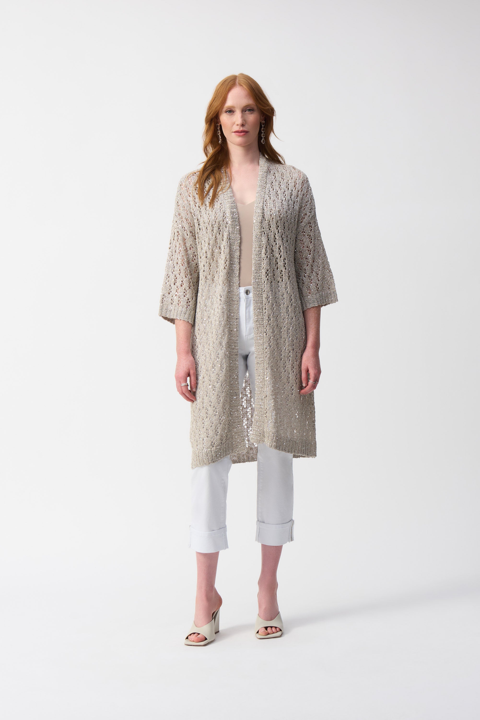 Pointelle Knit Duster Cardigan