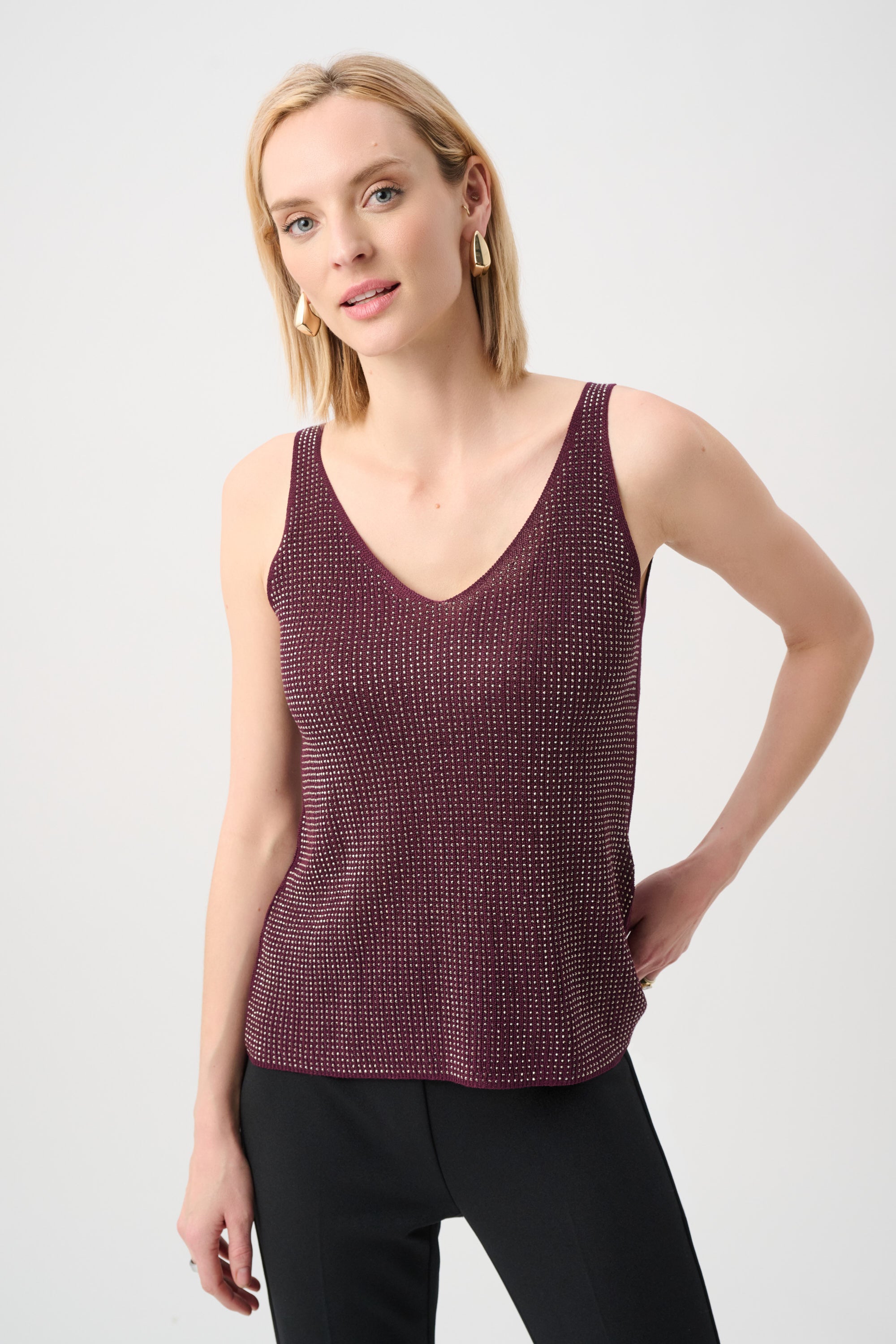 Studded Lurex Knit Top