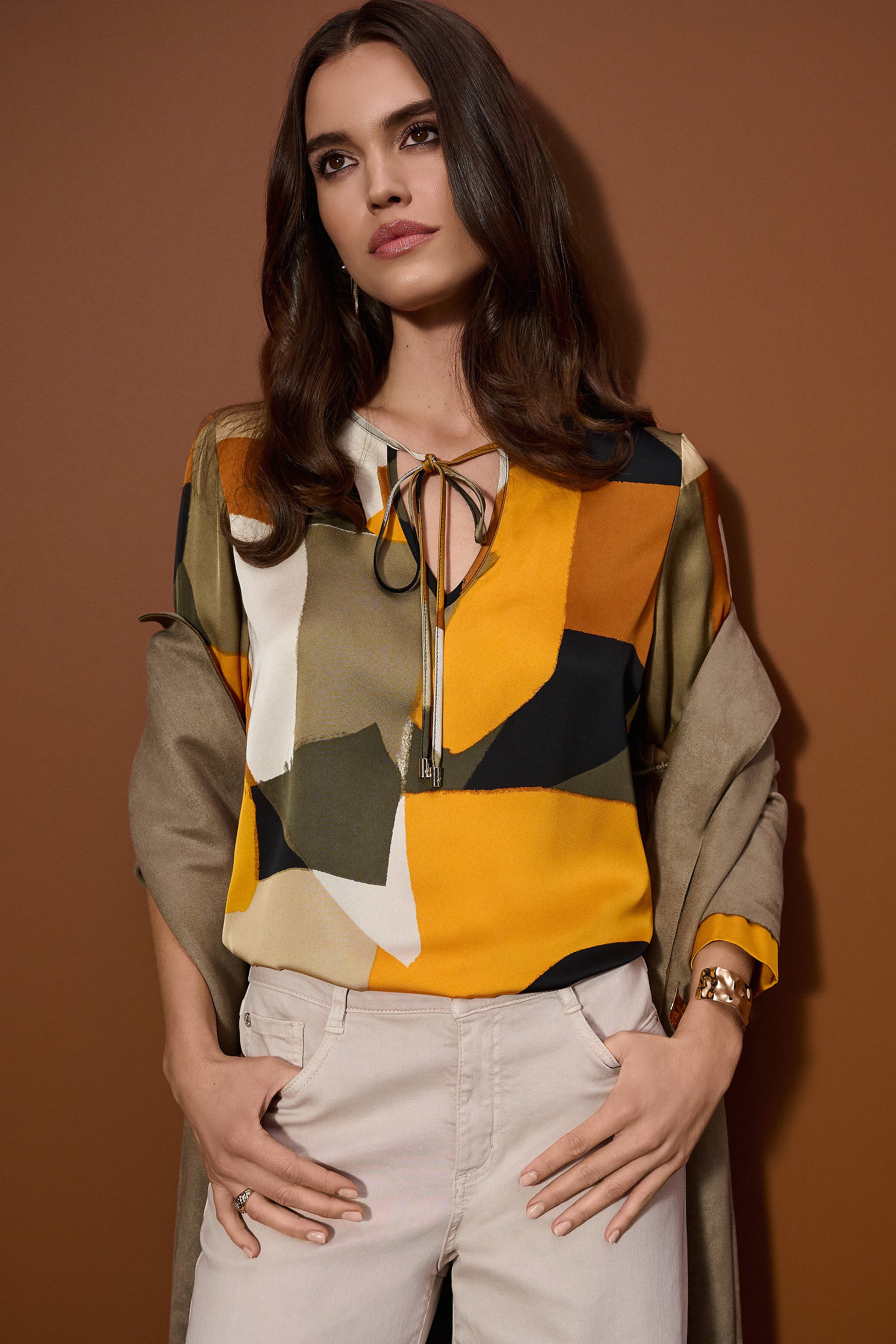 Abstract Print Satin Top