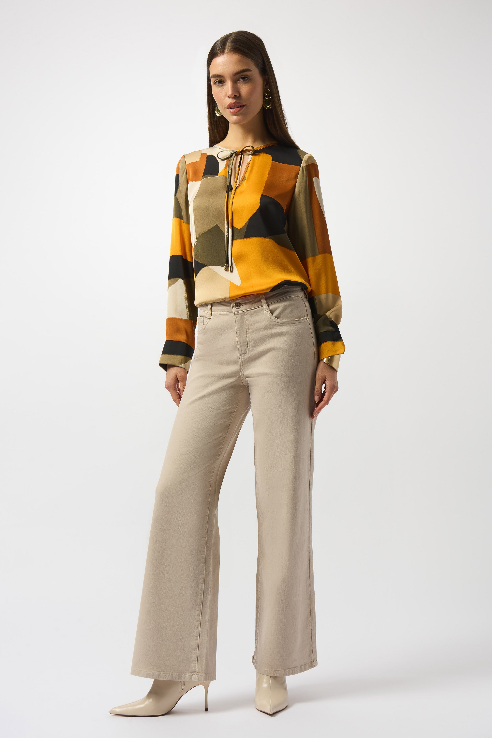 Abstract Print Satin Top