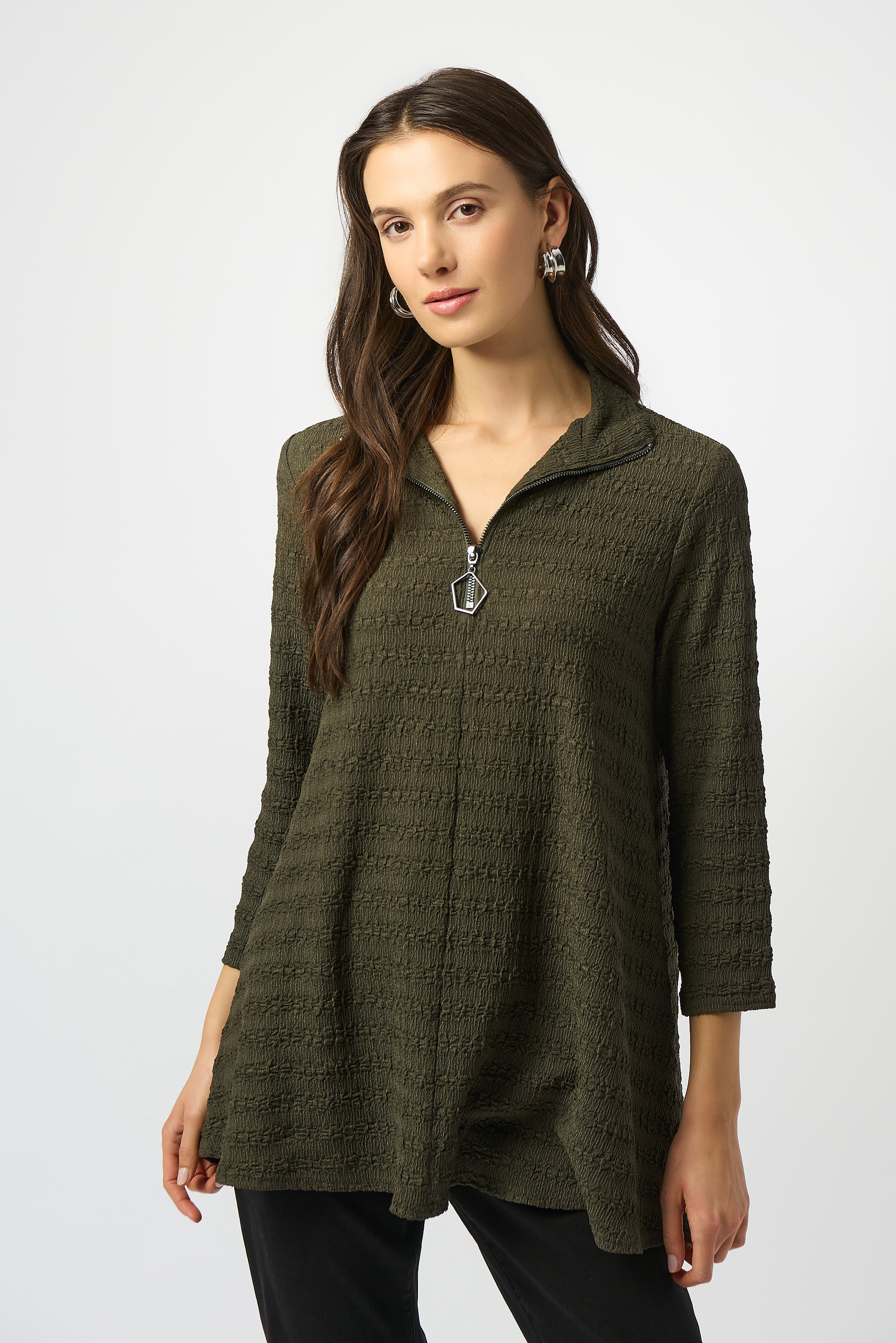 Jacquard Zip Front Top