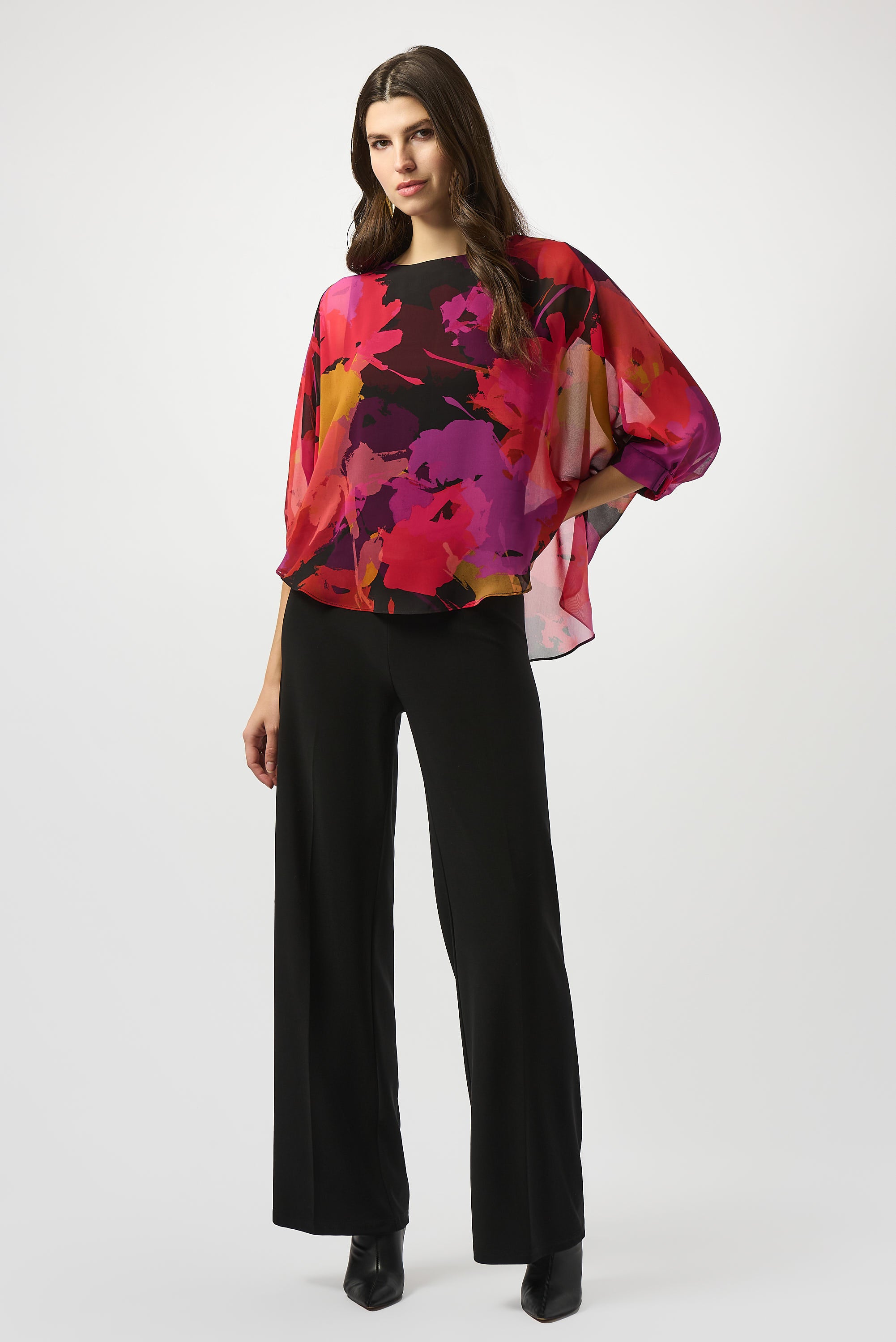 Abstract Chiffon Cape Top