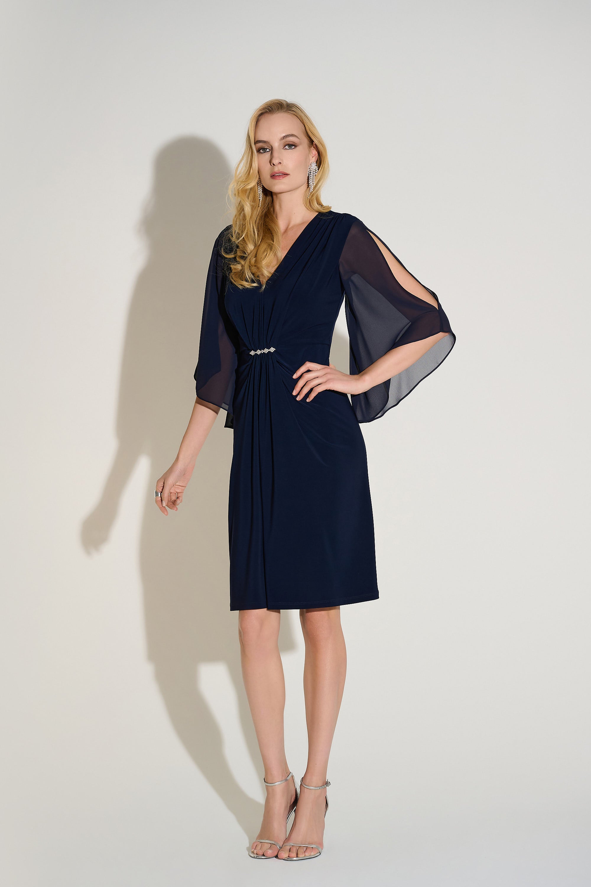 V-Neck Chiffon Sleeve Dress