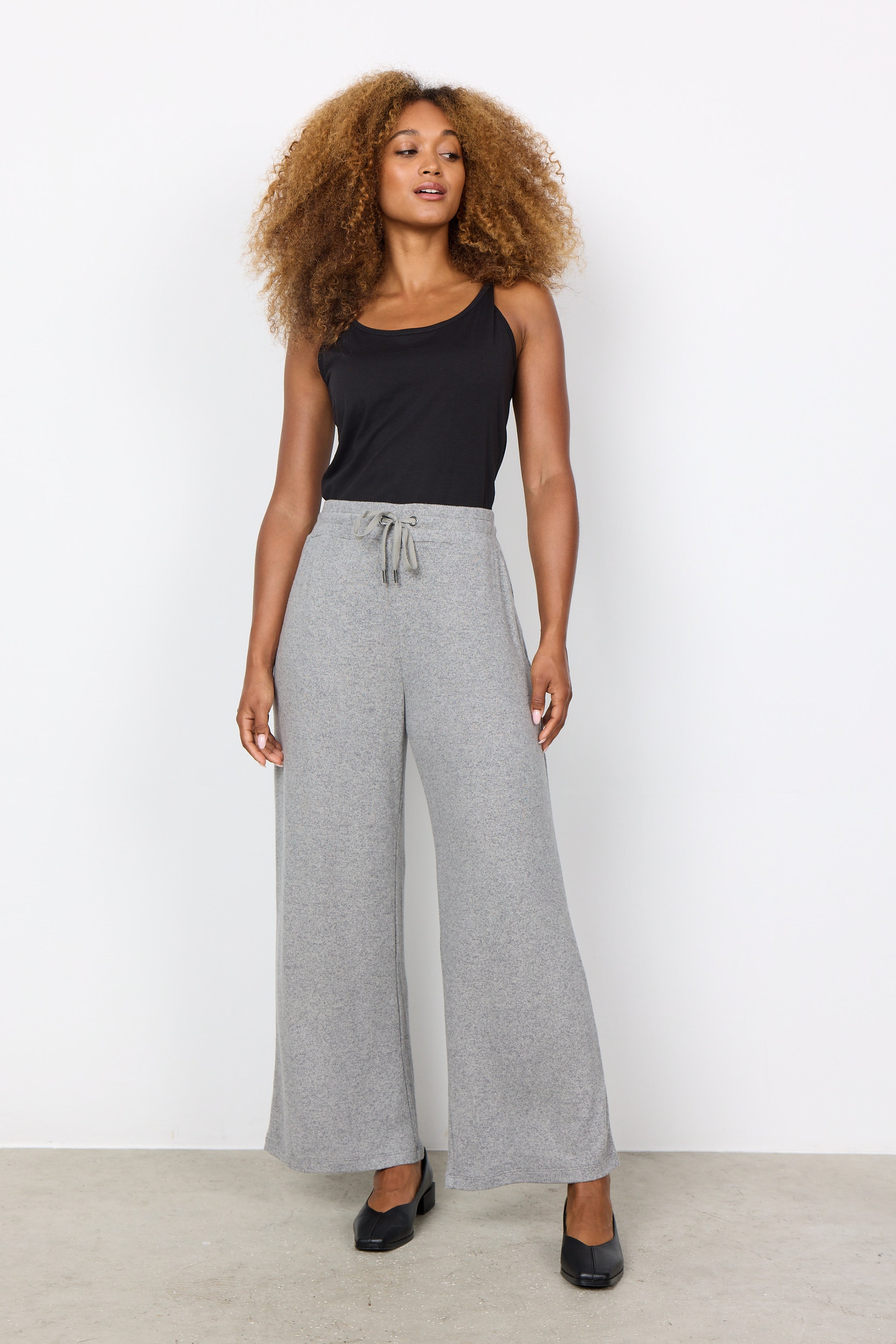 Melange Knit Wide Leg Pant