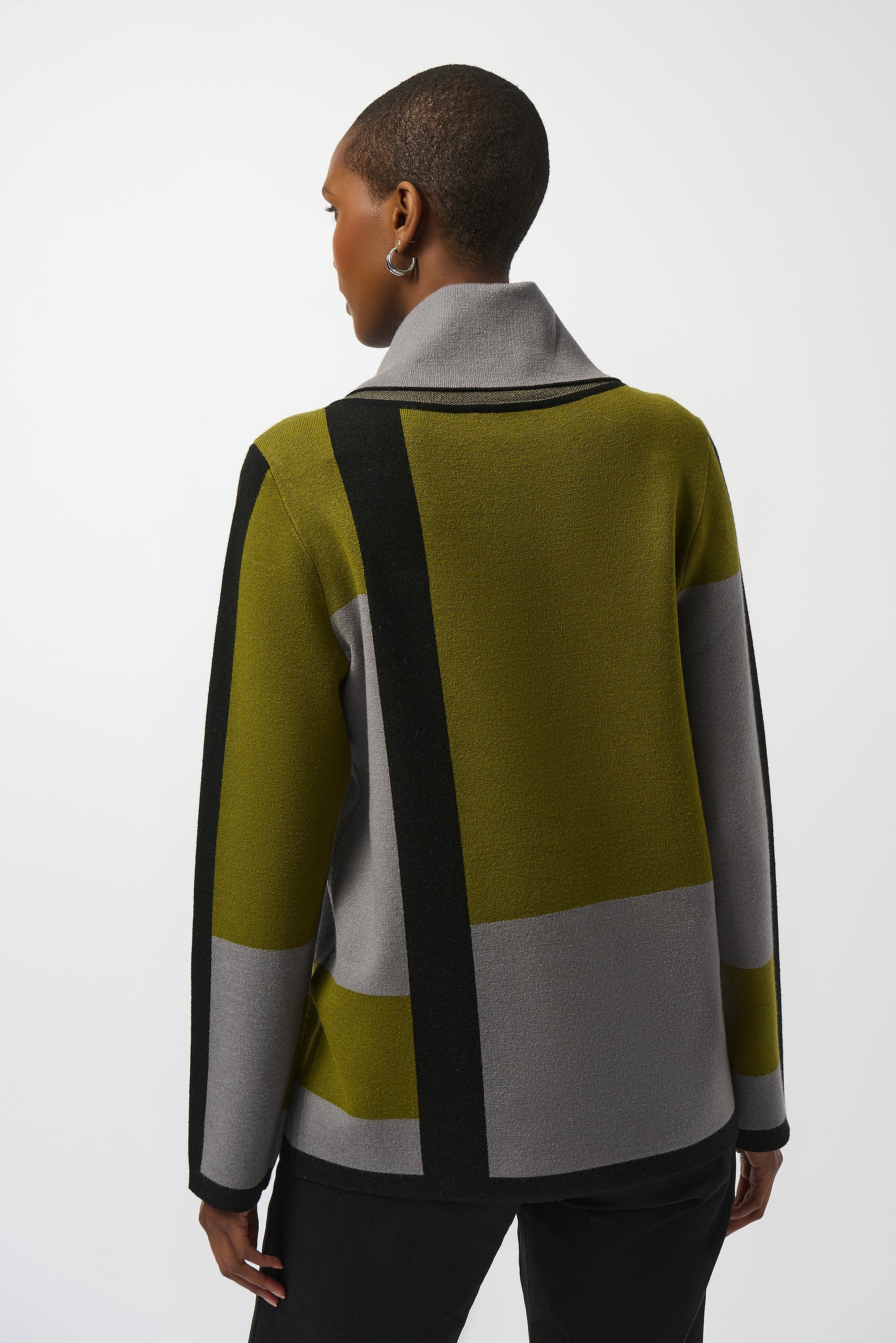 Color Block Cowl Neck Pullover