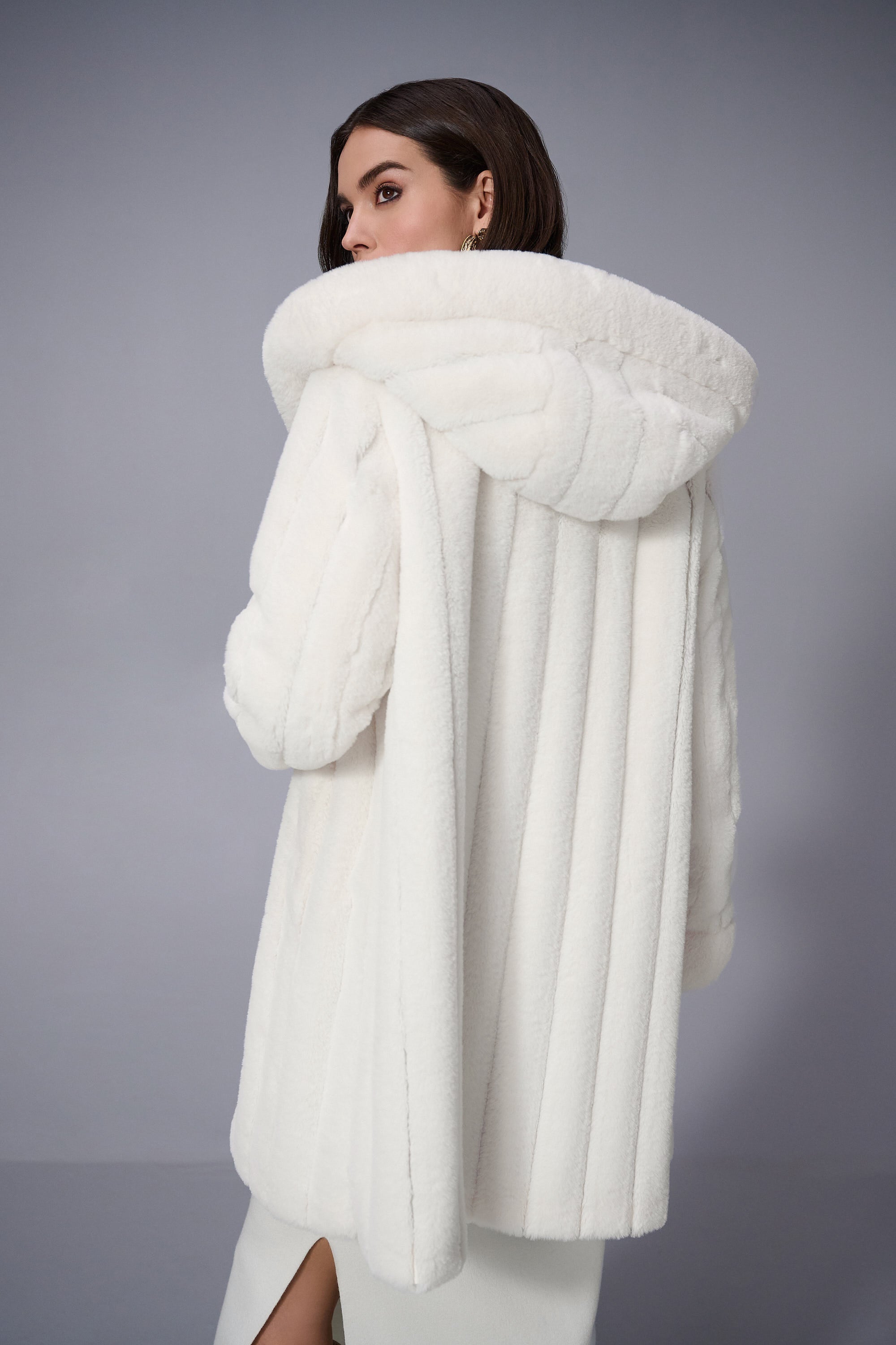 Reversible Faux Fur Hooded Coat
