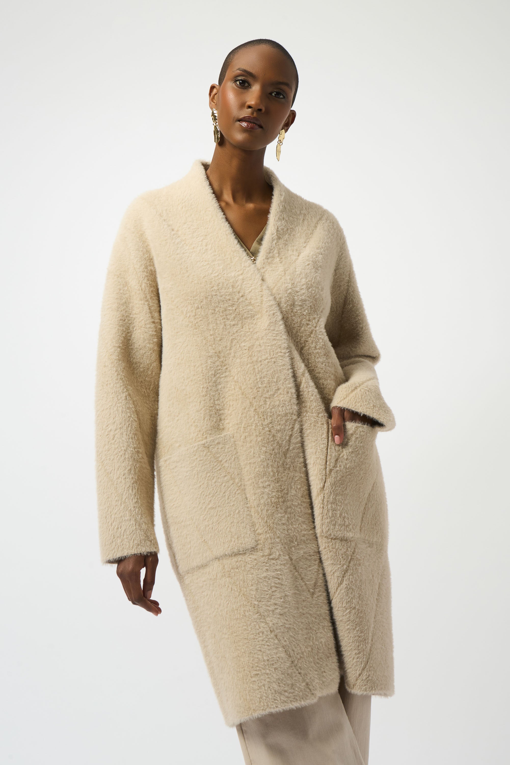 Eyelash Knit Snap Front Coat