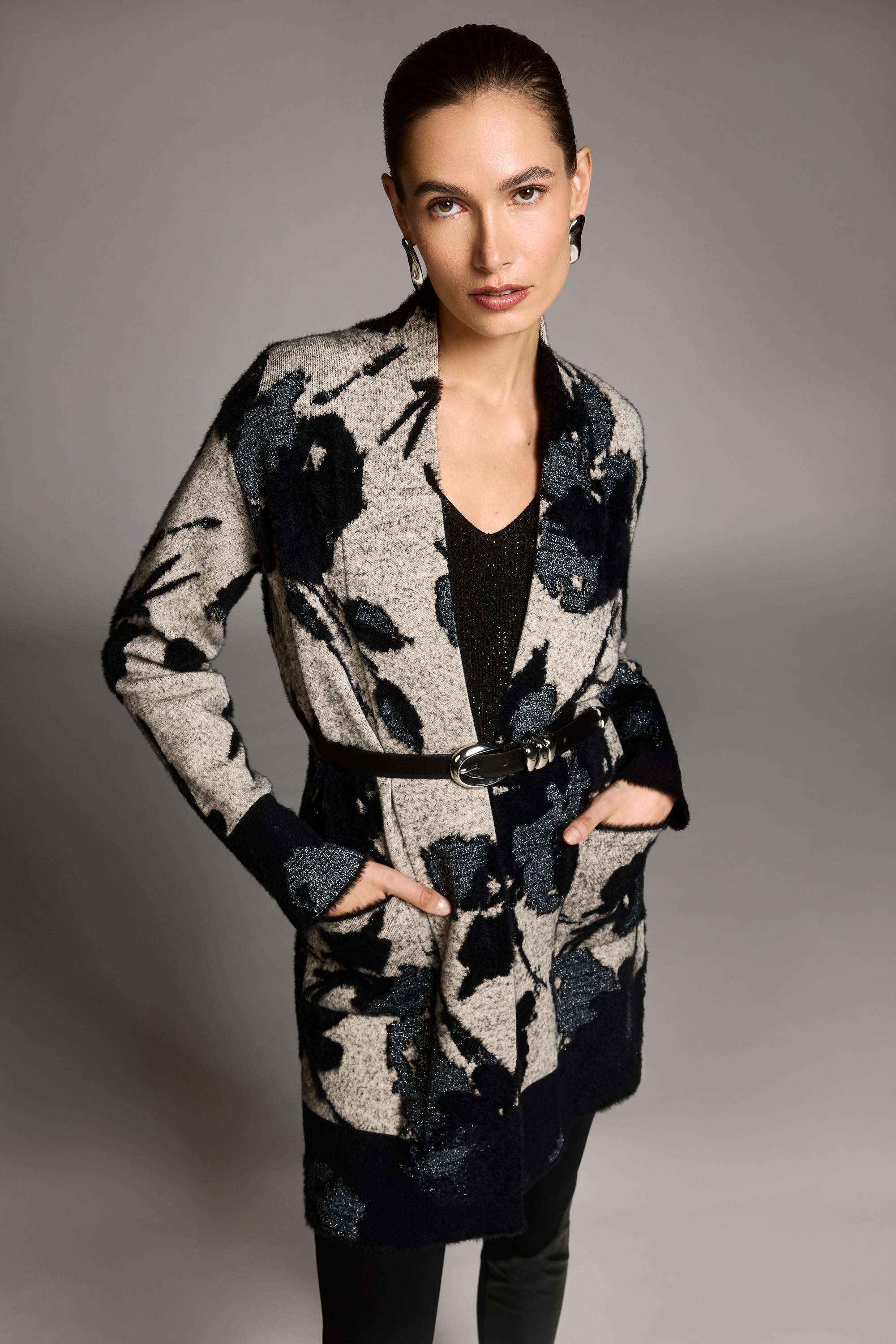 Abstract Print Knit Coat