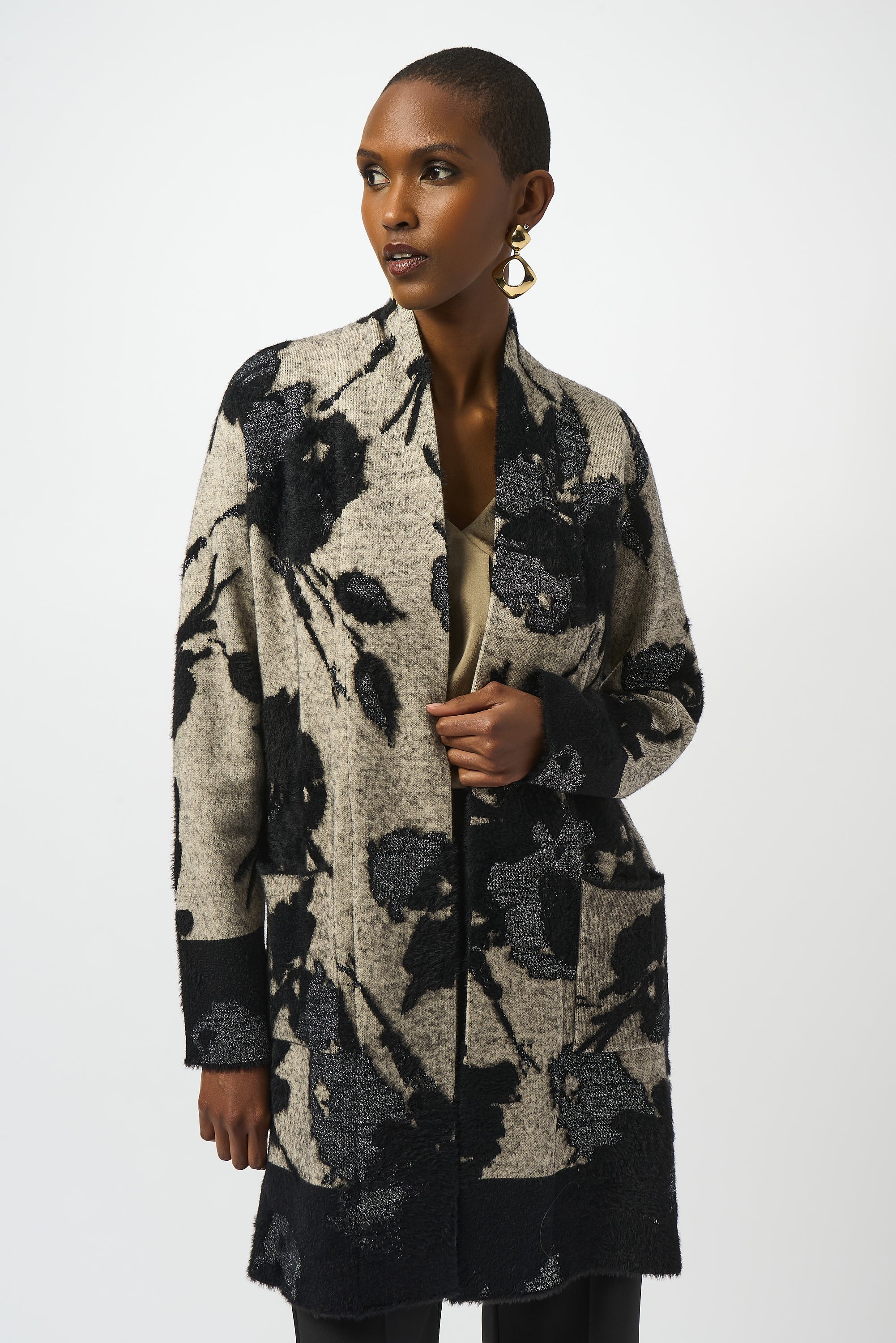 Abstract Print Knit Coat